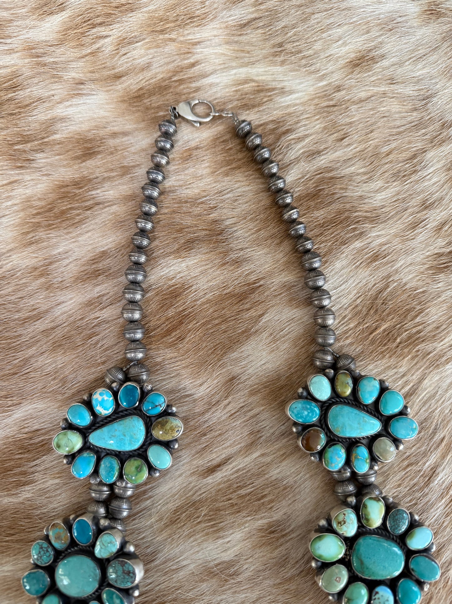 32" Mixed Turquoise Cluster Necklace and Earrings Set