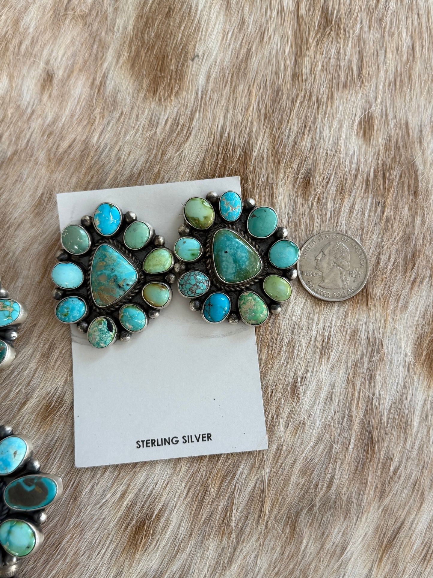 32" Mixed Turquoise Cluster Necklace and Earrings Set