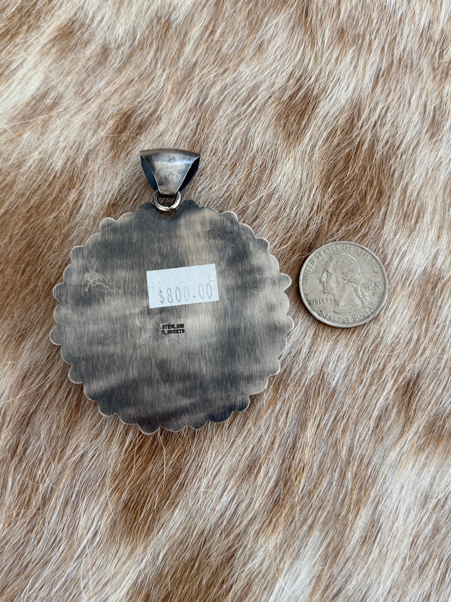 Red Spiny Oyster Shell Morgan Silver Dollar Pendant