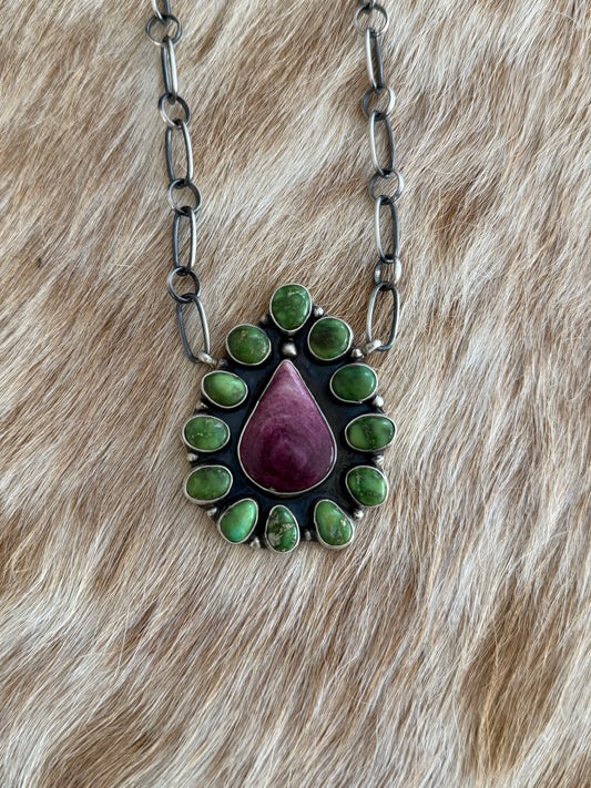 Ella Peter Sonoran Gold Turquoise and Purple Spiny Cluster Necklace