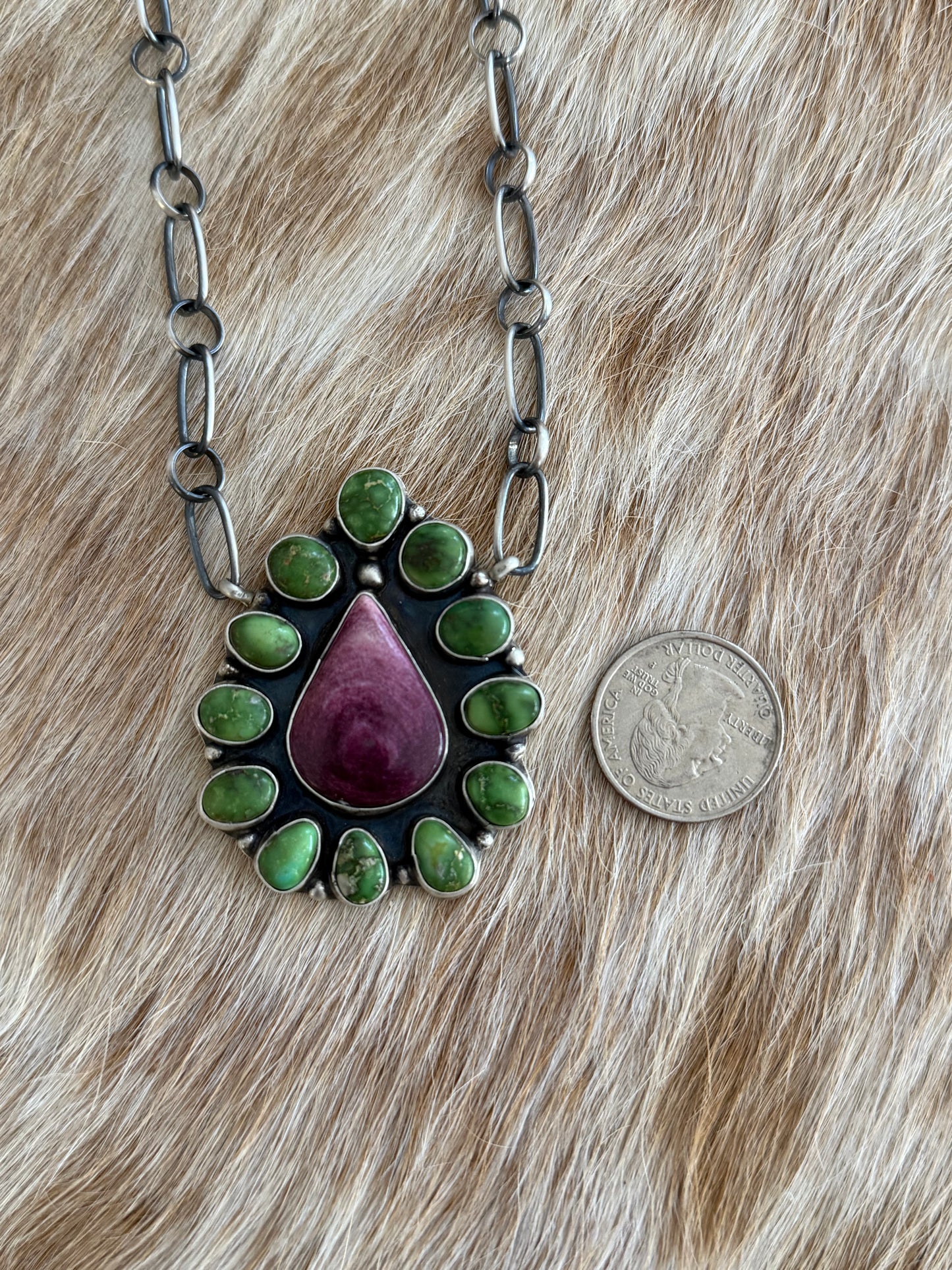 Ella Peter Sonoran Gold Turquoise and Purple Spiny Cluster Necklace