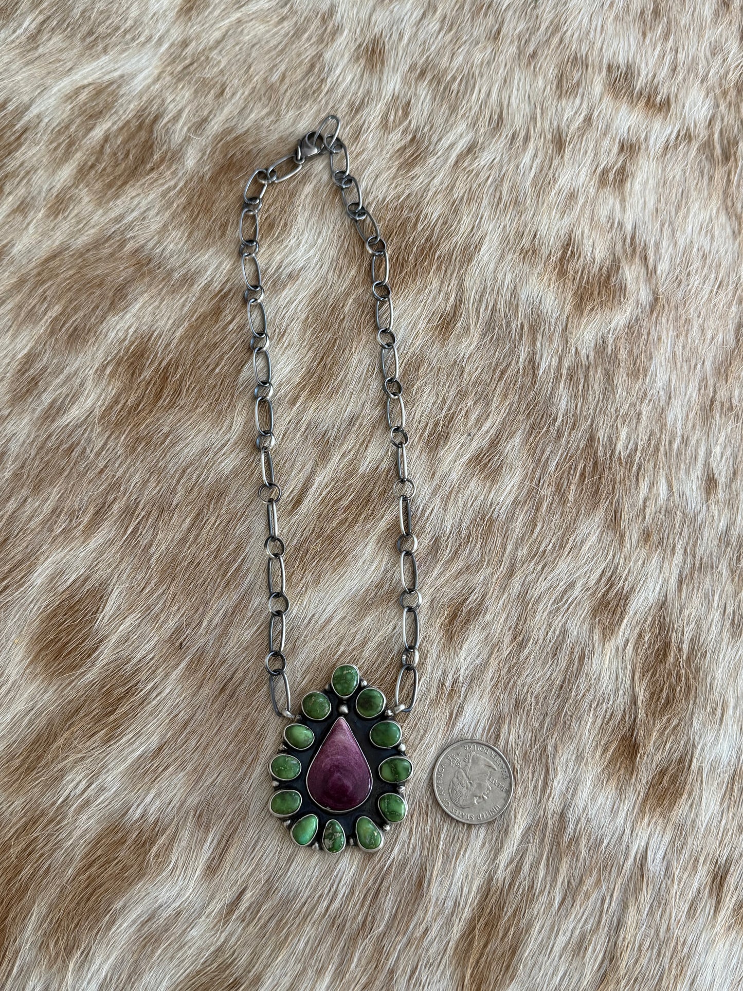 Ella Peter Sonoran Gold Turquoise and Purple Spiny Cluster Necklace