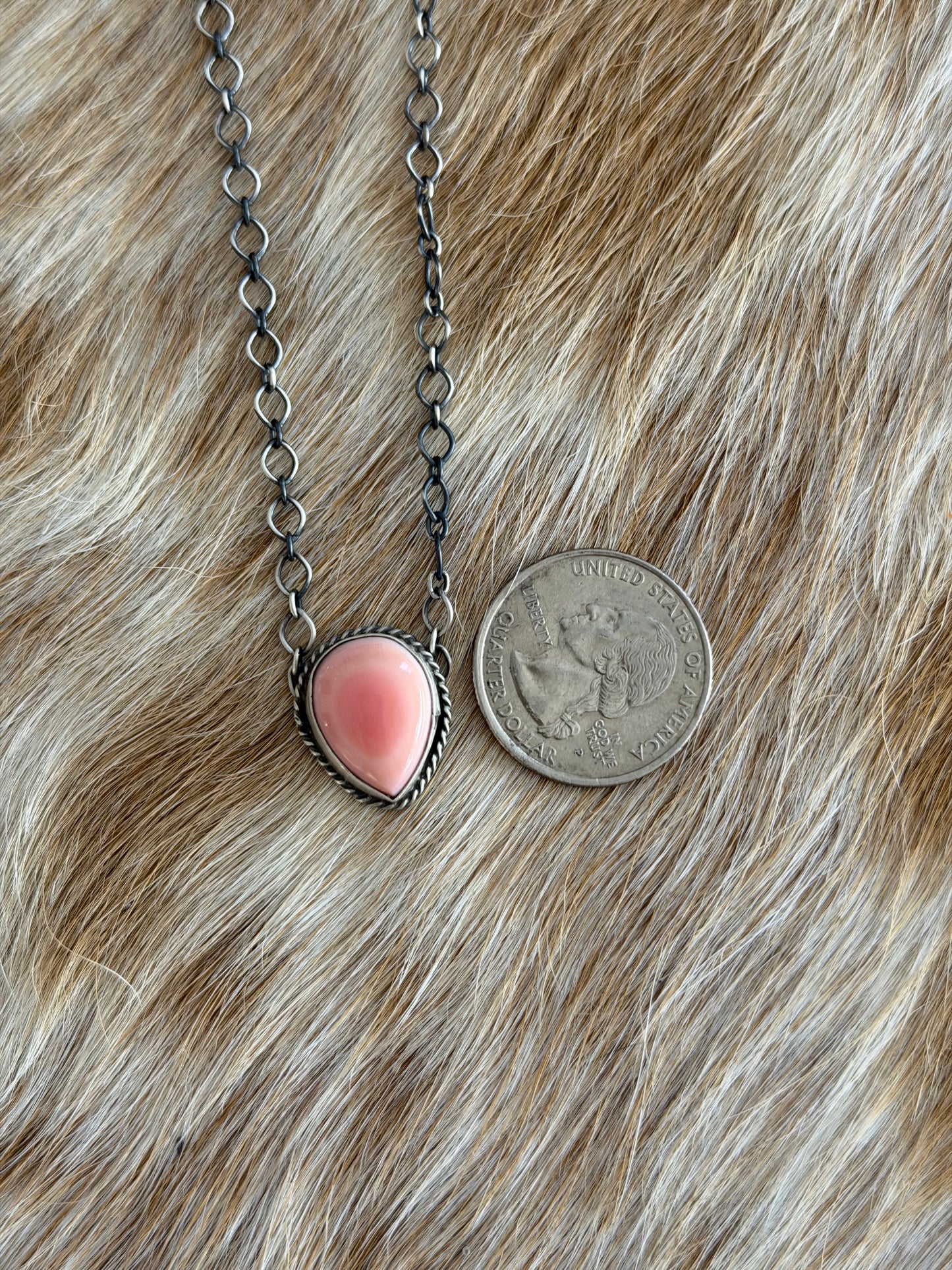 Pink Conch Teardrop Necklace