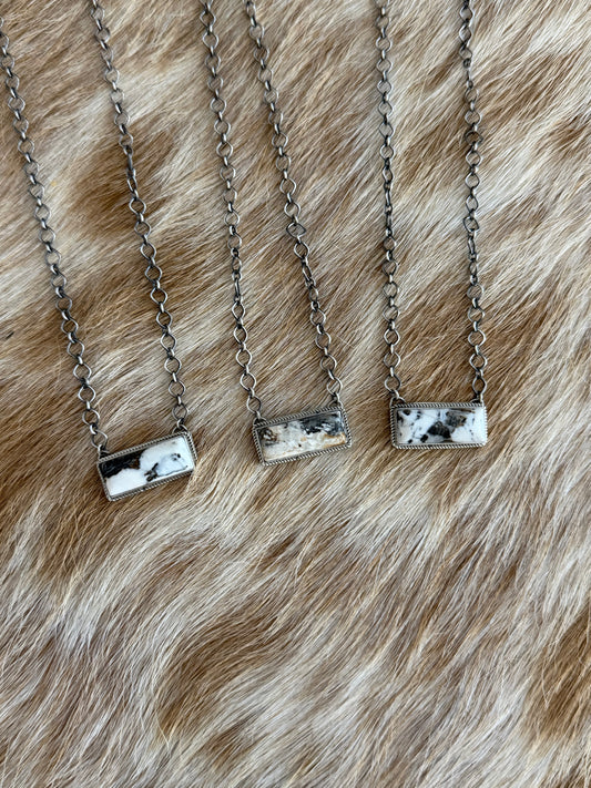 White Buffalo Bar Necklace