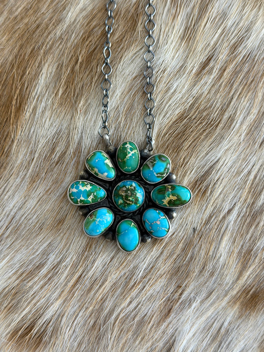 Sonoran Gold Turquoise Cluster Necklace