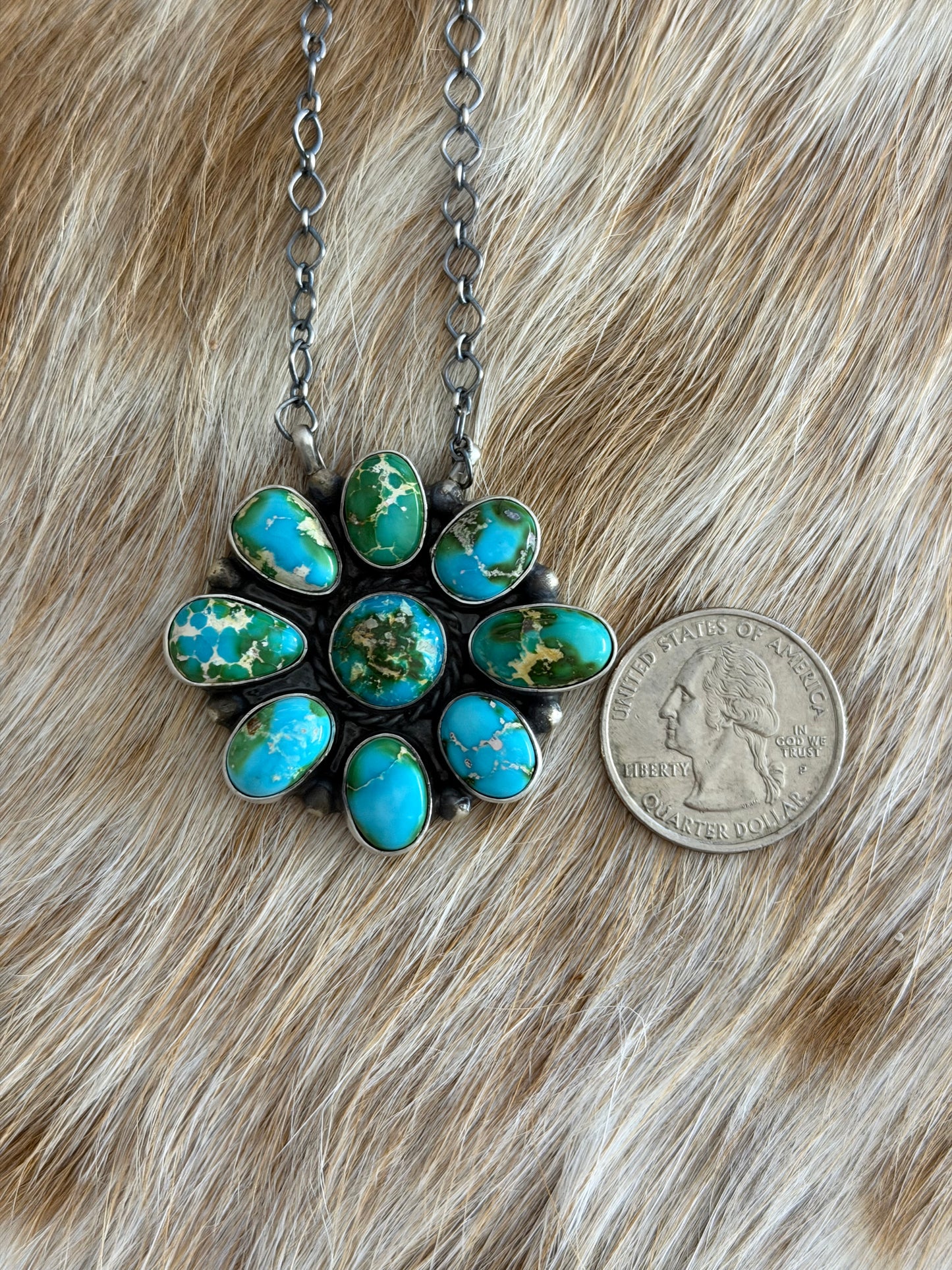Sonoran Gold Turquoise Cluster Necklace