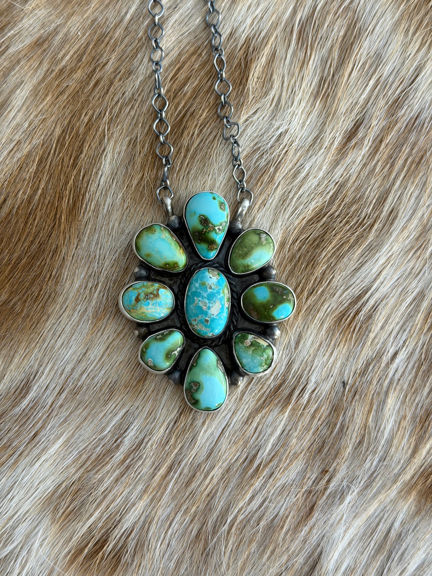 Sonoran Gold Turquoise Cluster Necklace