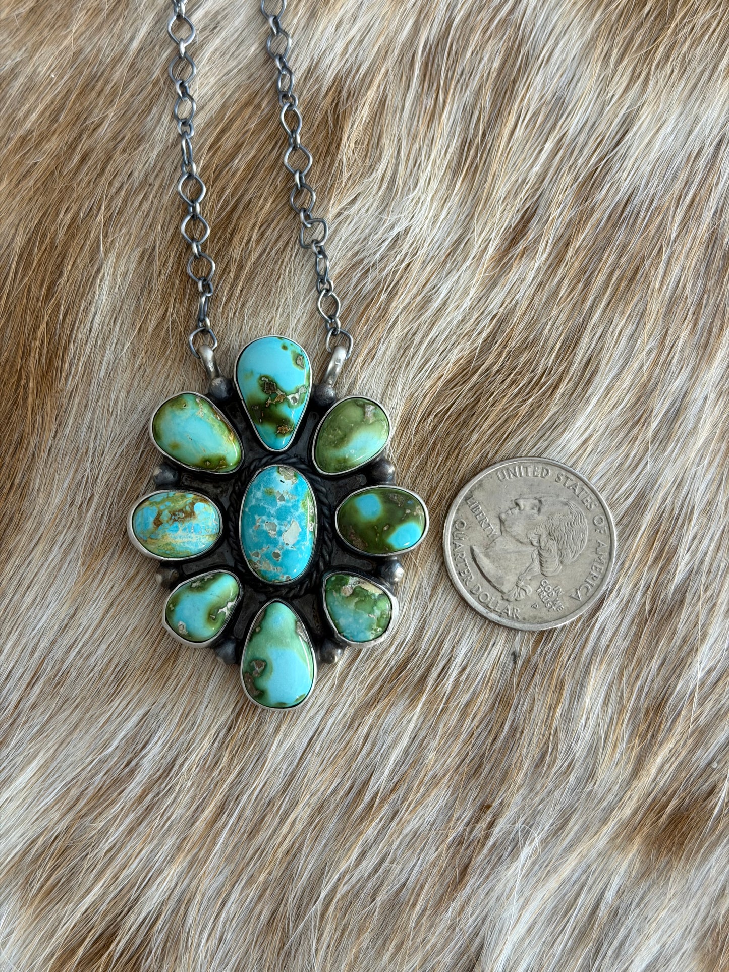Sonoran Gold Turquoise Cluster Necklace