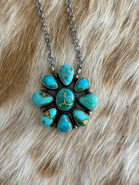 Sonoran Gold Turquoise Cluster Necklace