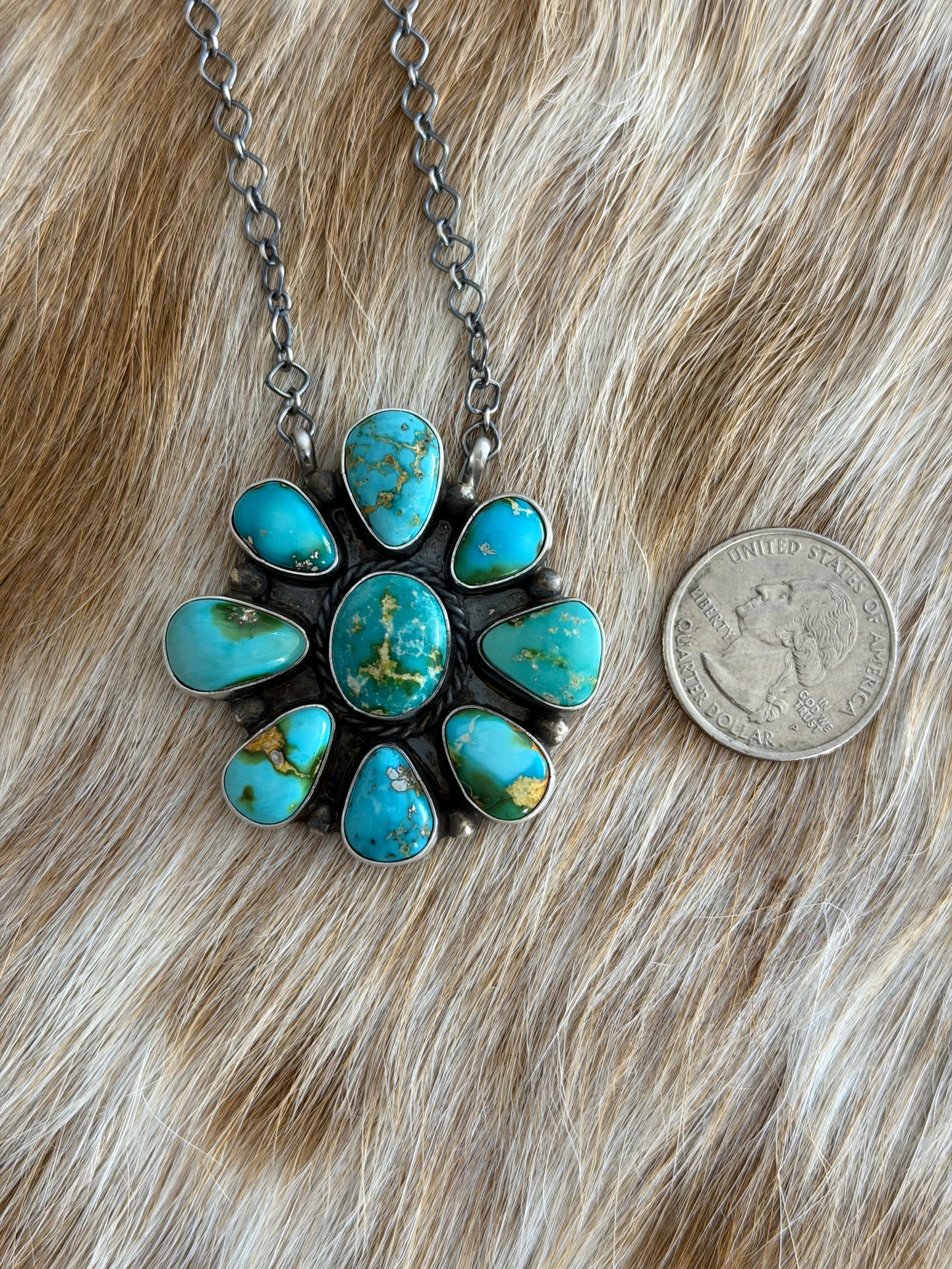 Sonoran Gold Turquoise Cluster Necklace