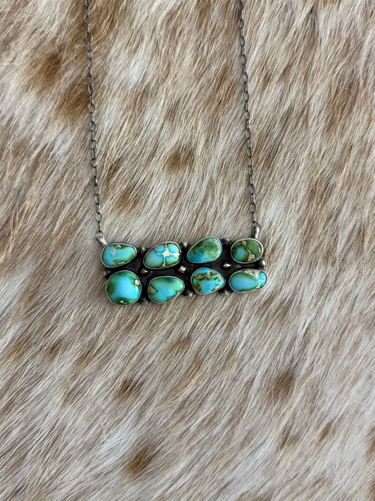 Sonoran Gold Turquoise Cluster Bar Necklace