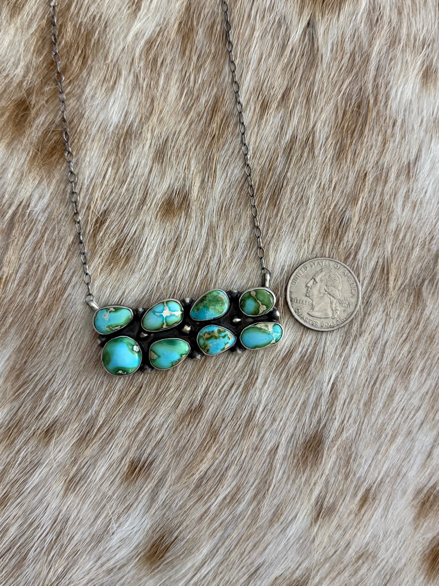 Sonoran Gold Turquoise Cluster Bar Necklace