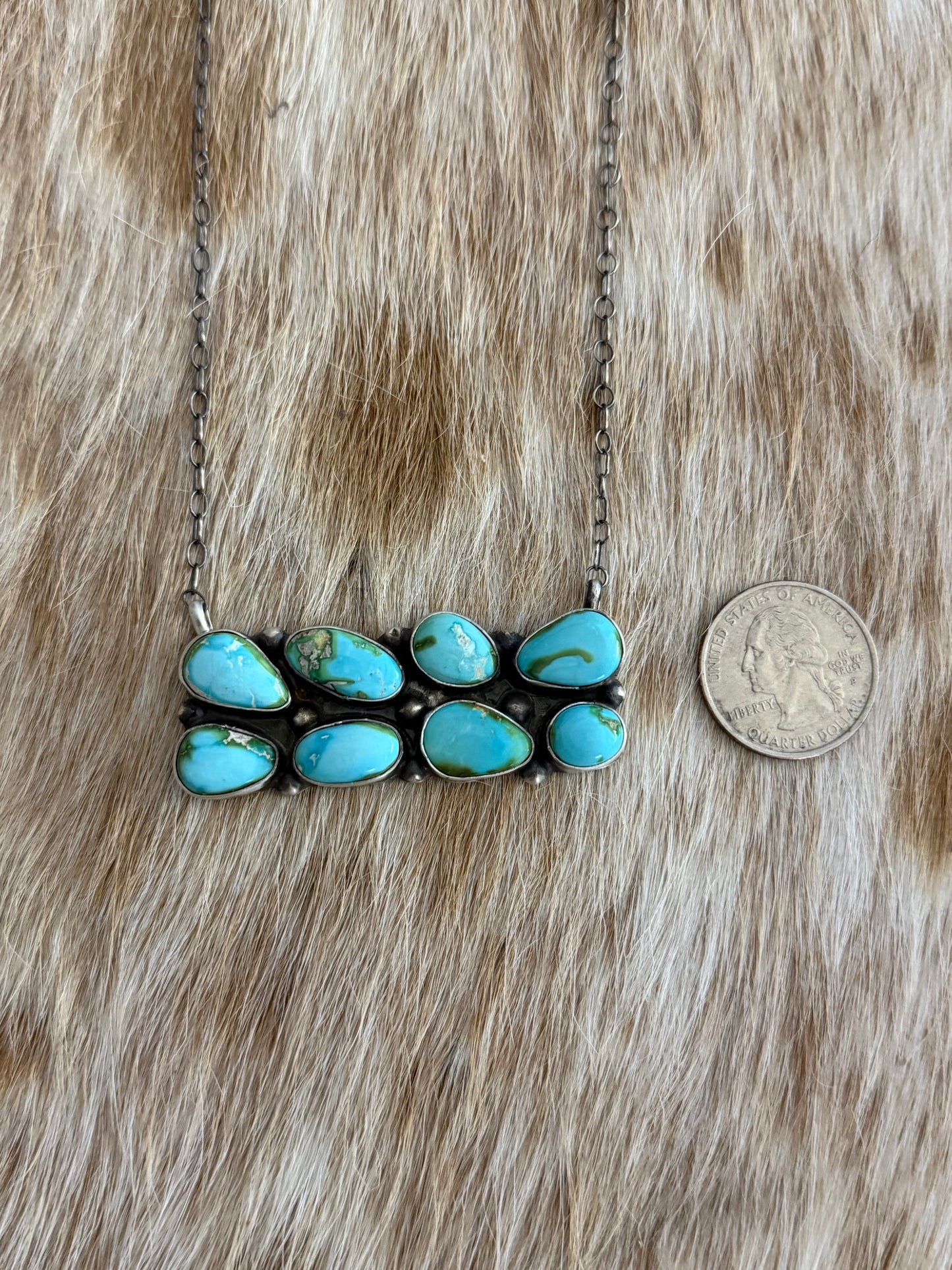 Sonoran Gold Turquoise Cluster Bar Necklace