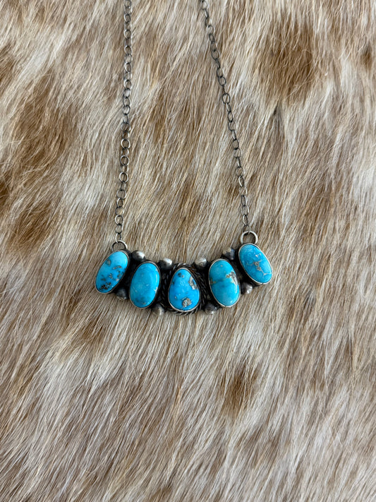 Turquoise Cluster Bar Necklace