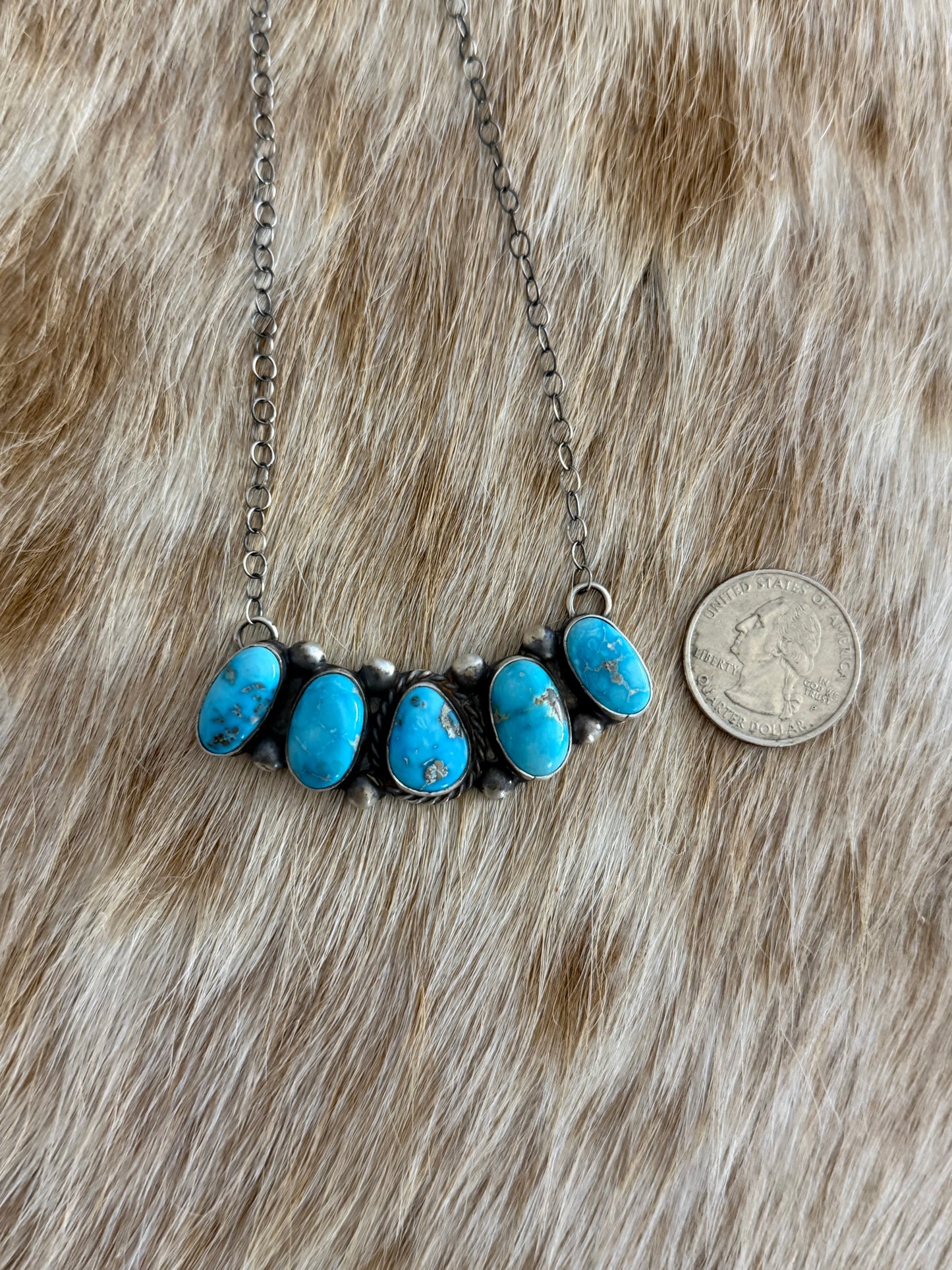 Turquoise Cluster Bar Necklace