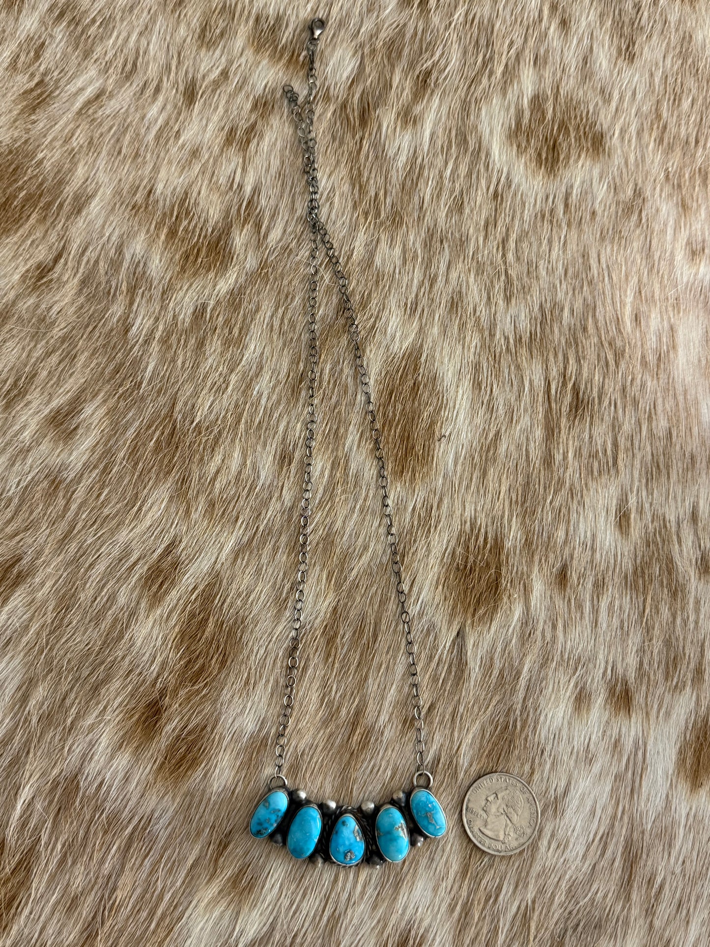 Turquoise Cluster Bar Necklace
