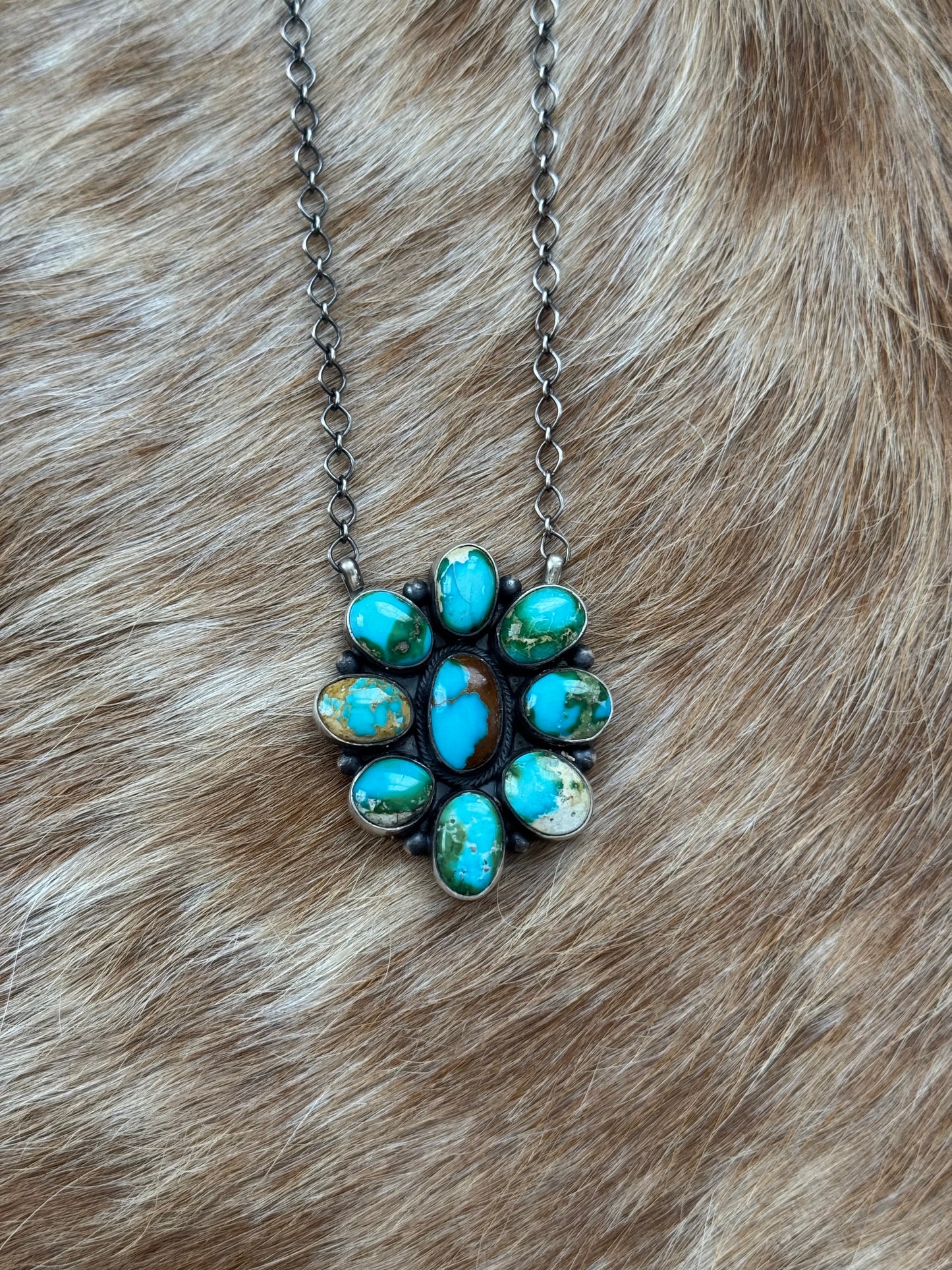 Sonoran Gold Turquoise Cluster Necklace