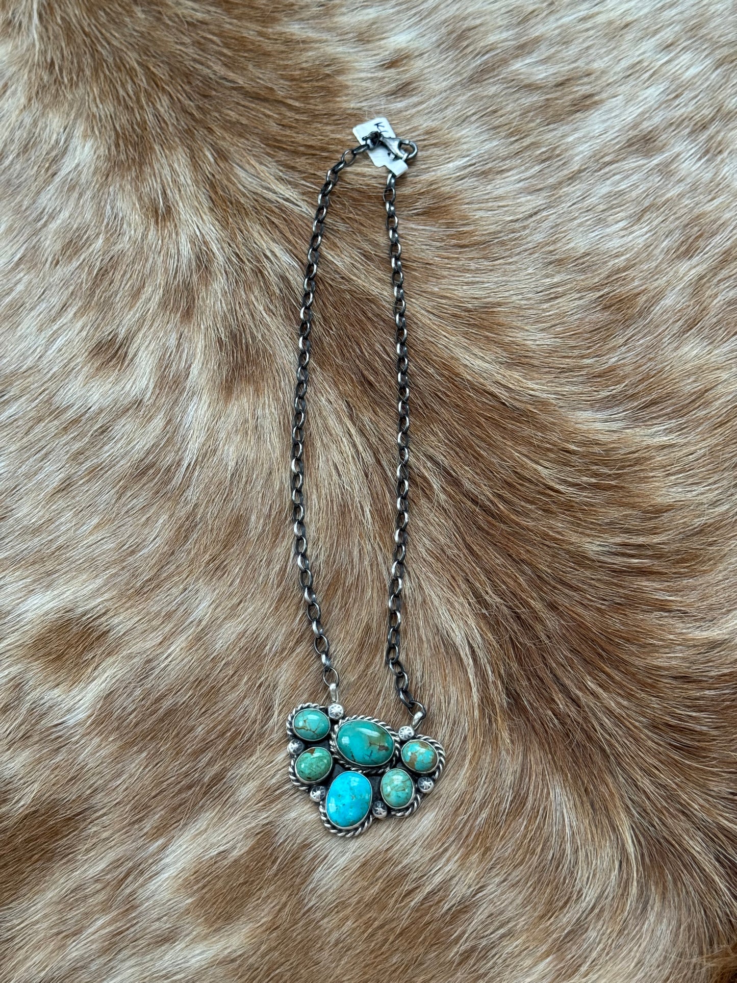 Kingman Turquoise Cluster Necklace