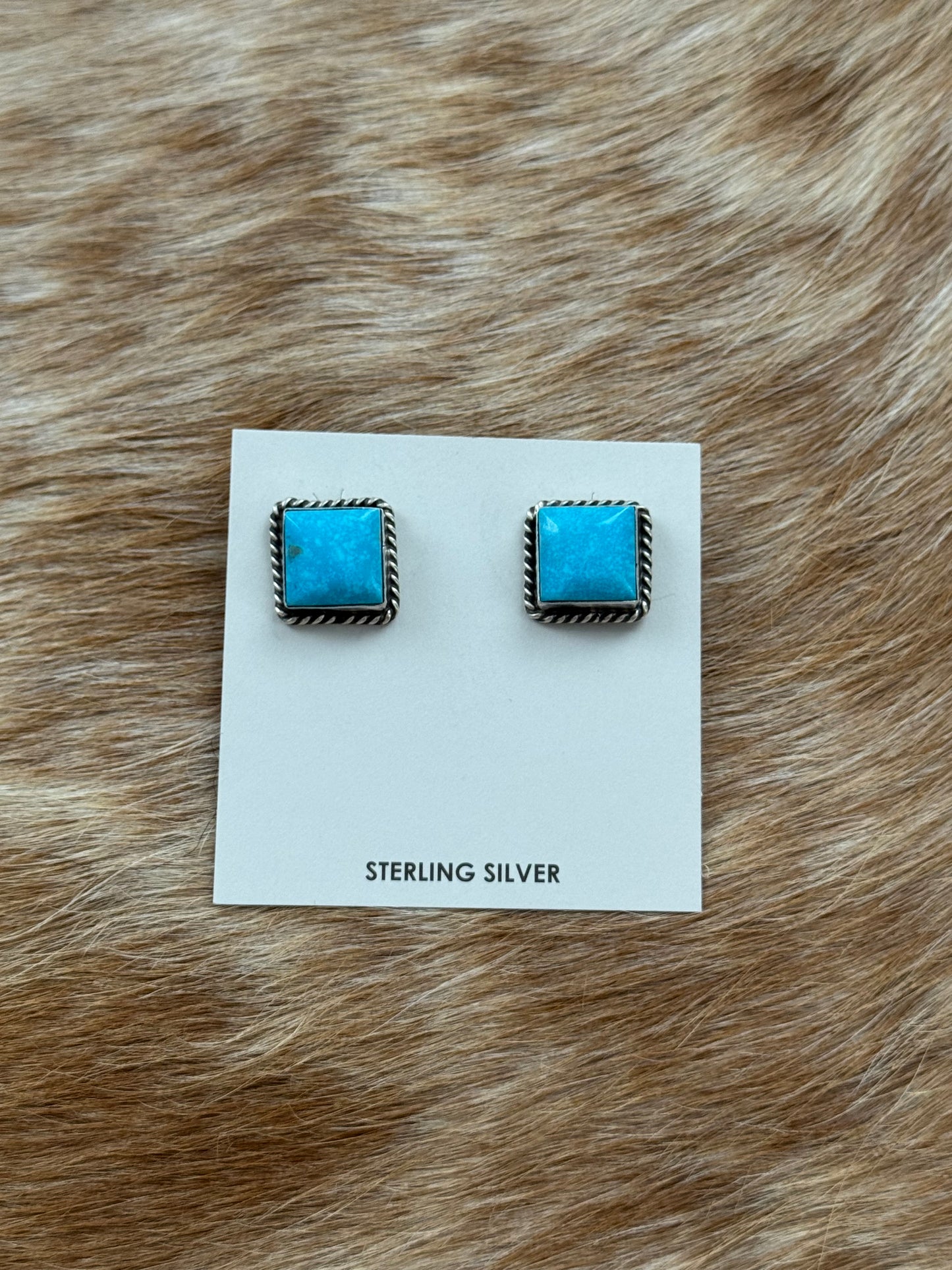 Kingman Turquoise Square Stud Earrings