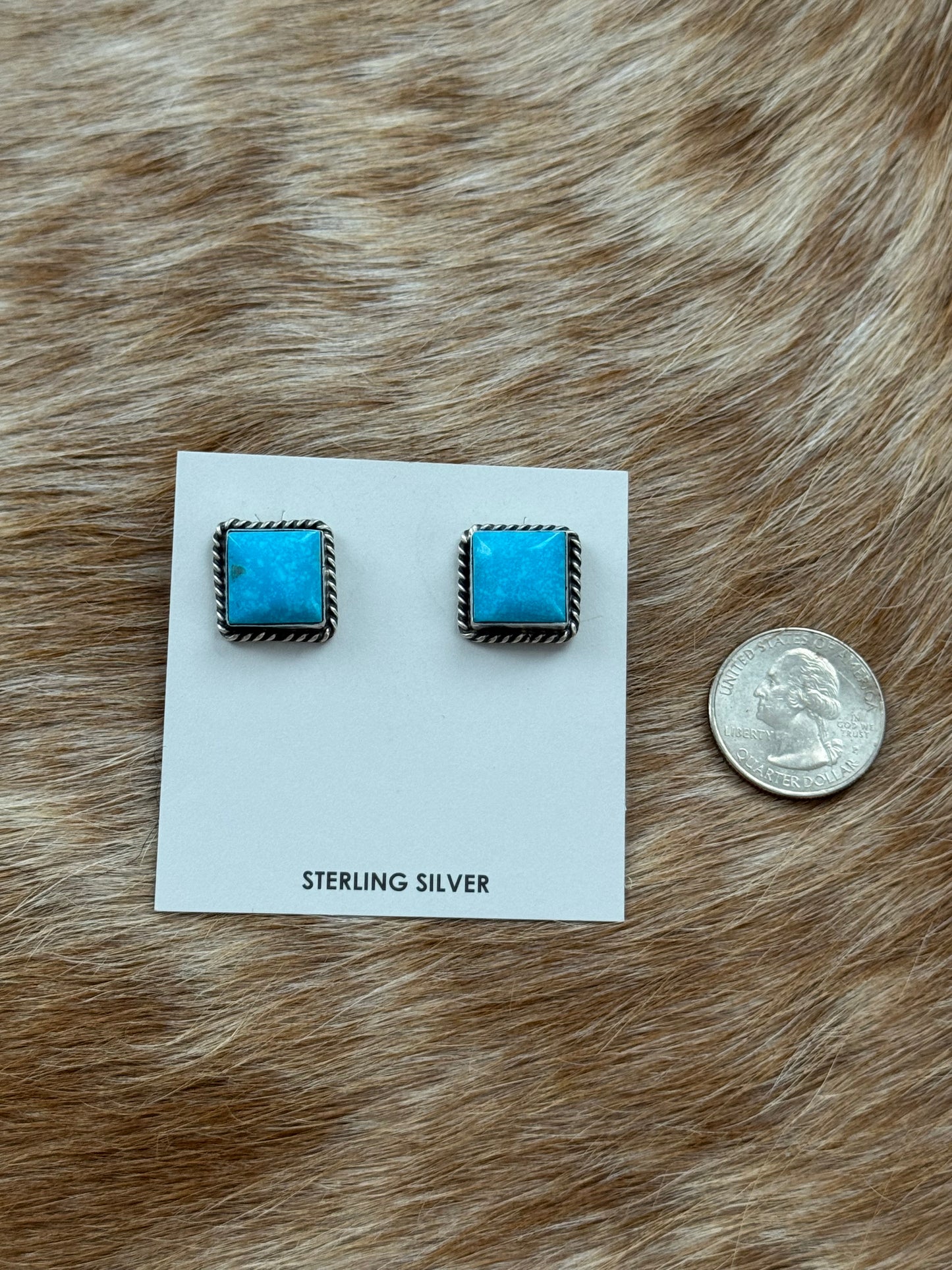 Kingman Turquoise Square Stud Earrings