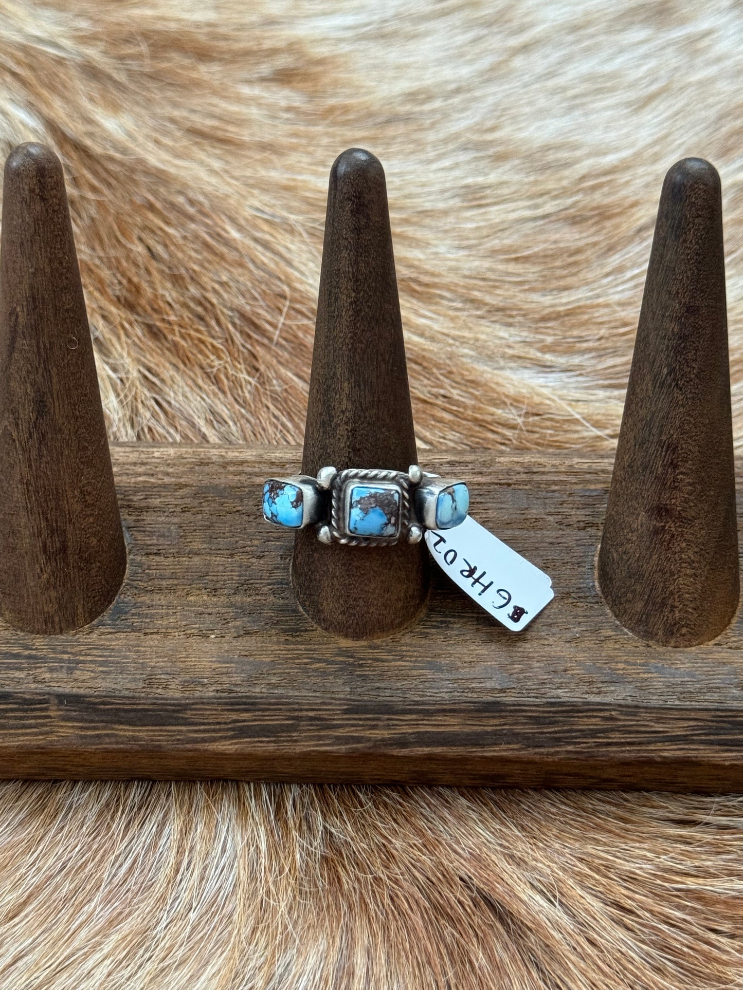 Size 9.75 Golden Hills Turquoise Cluster Ring