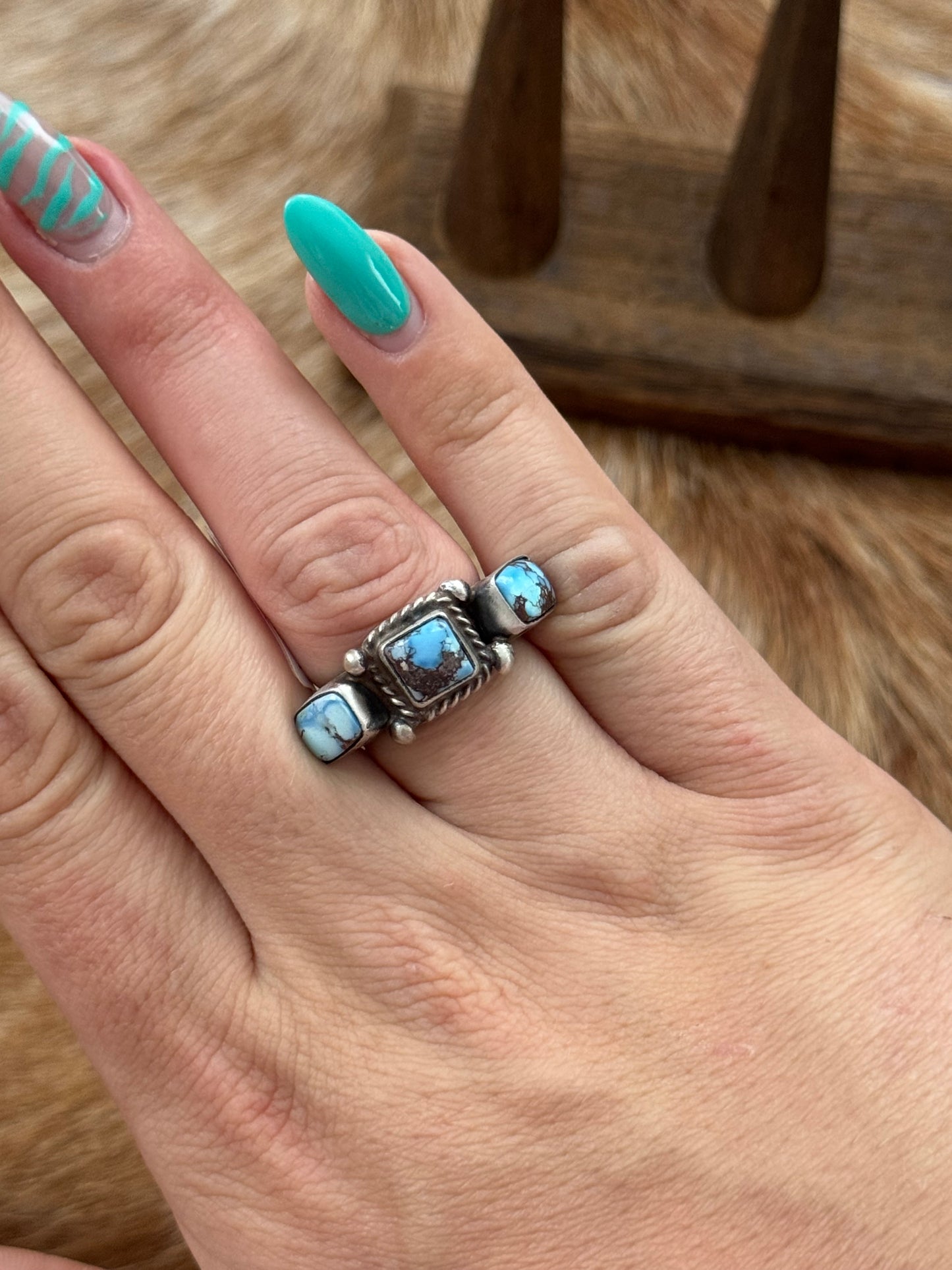 Size 9.75 Golden Hills Turquoise Cluster Ring