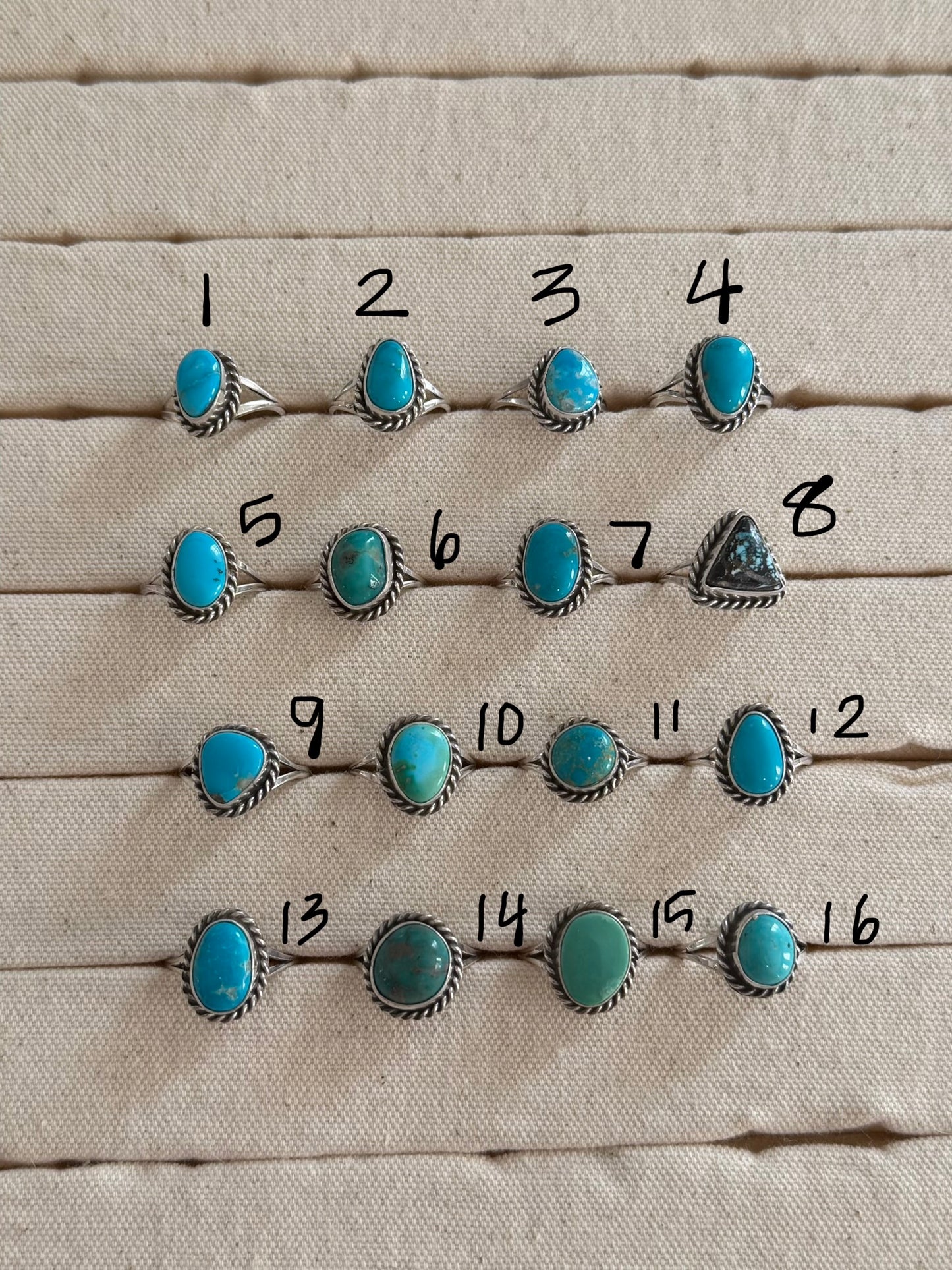 Size 8 Assorted Turquoise Rings