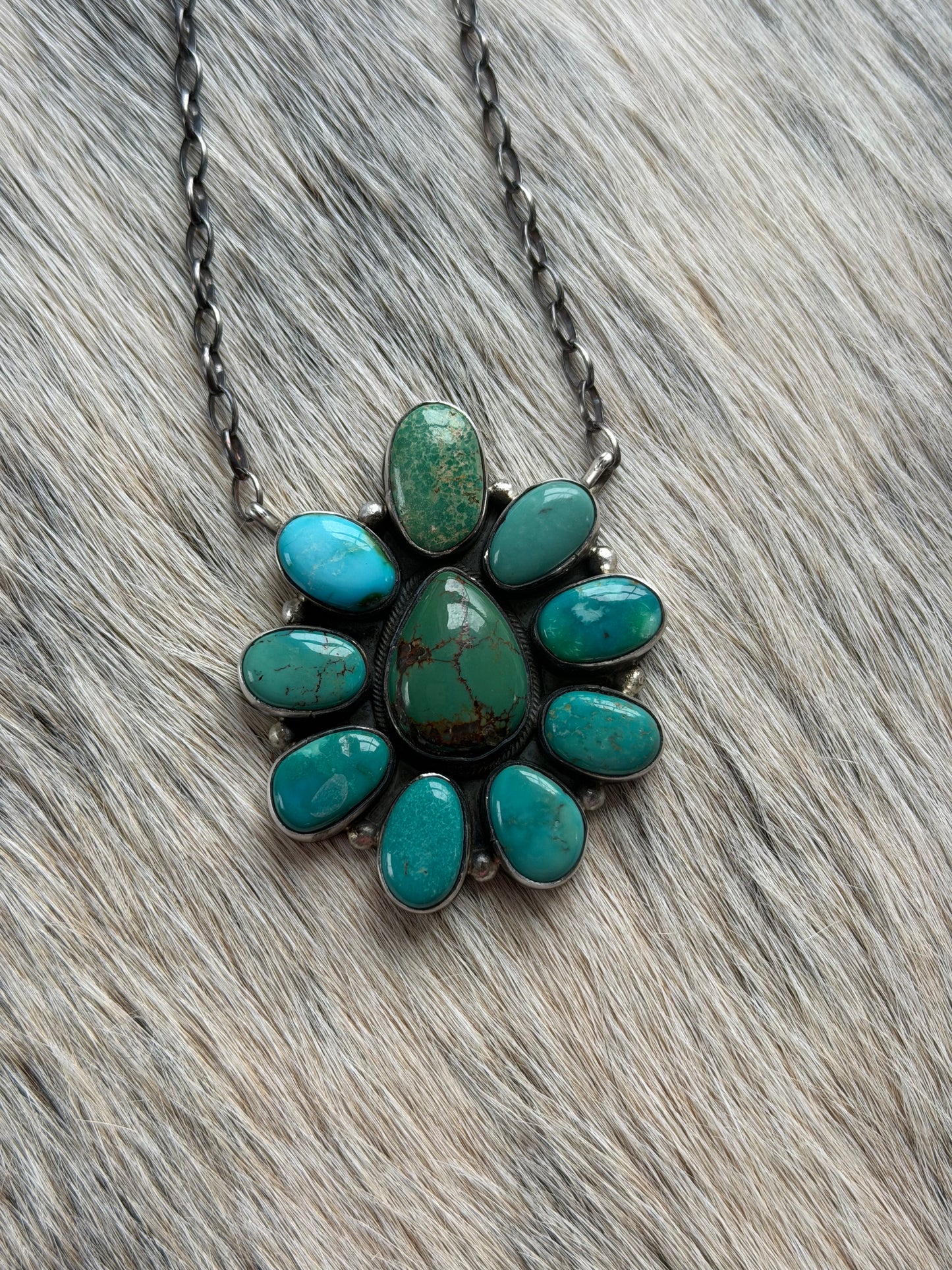 Mixed Turquoise Cluster Necklace