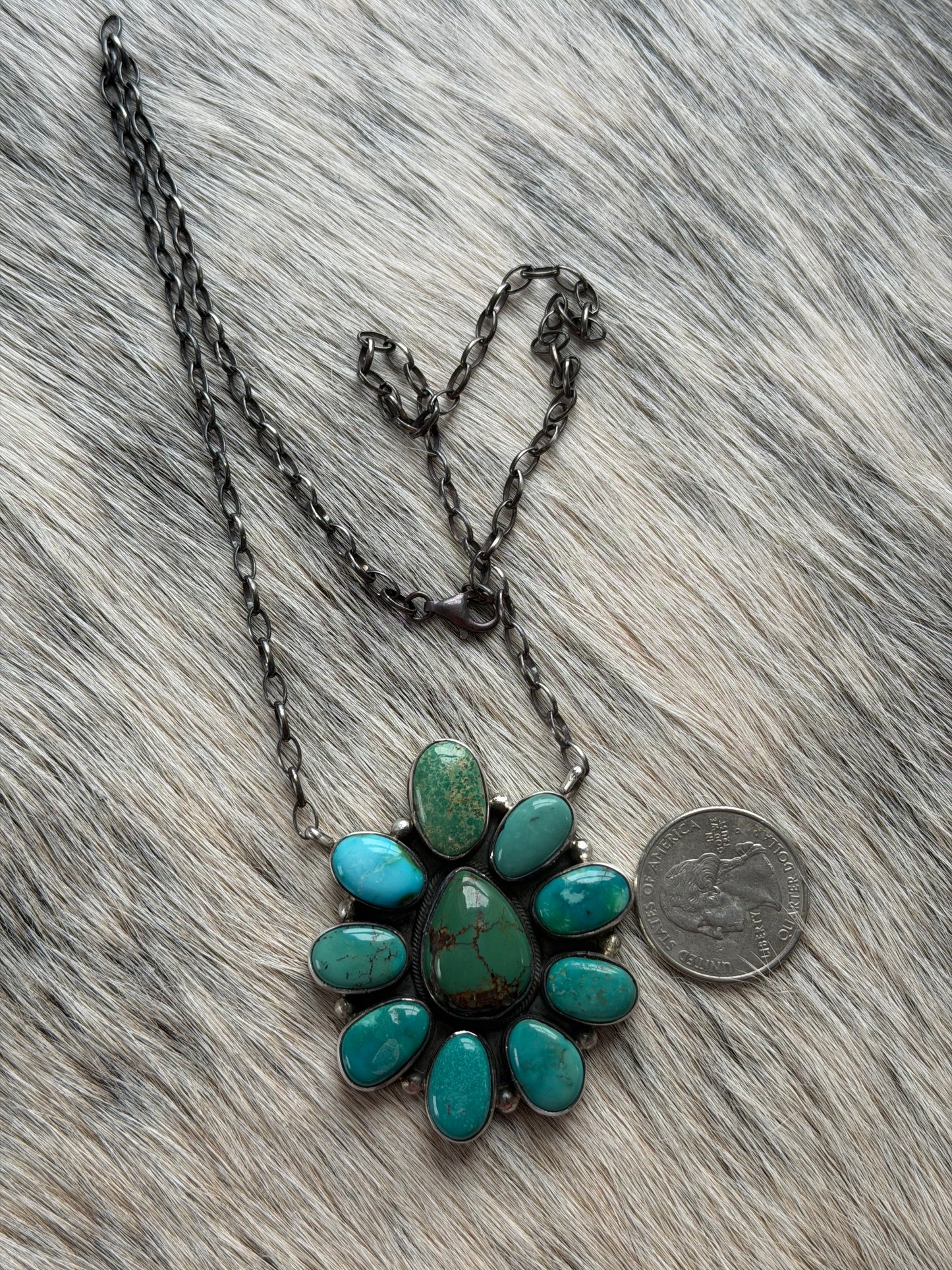 Mixed Turquoise Cluster Necklace