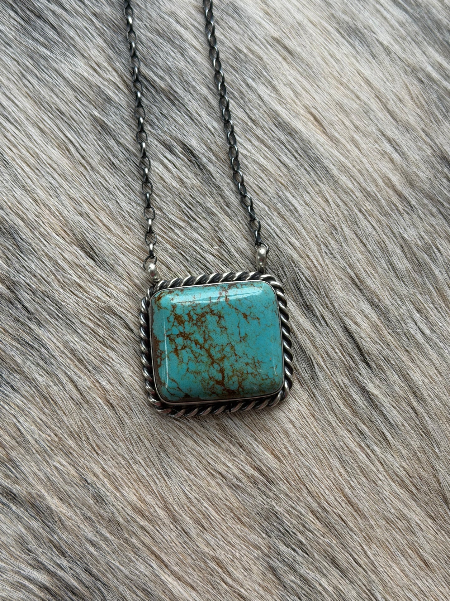 #8 Turquoise Large Bar Necklace