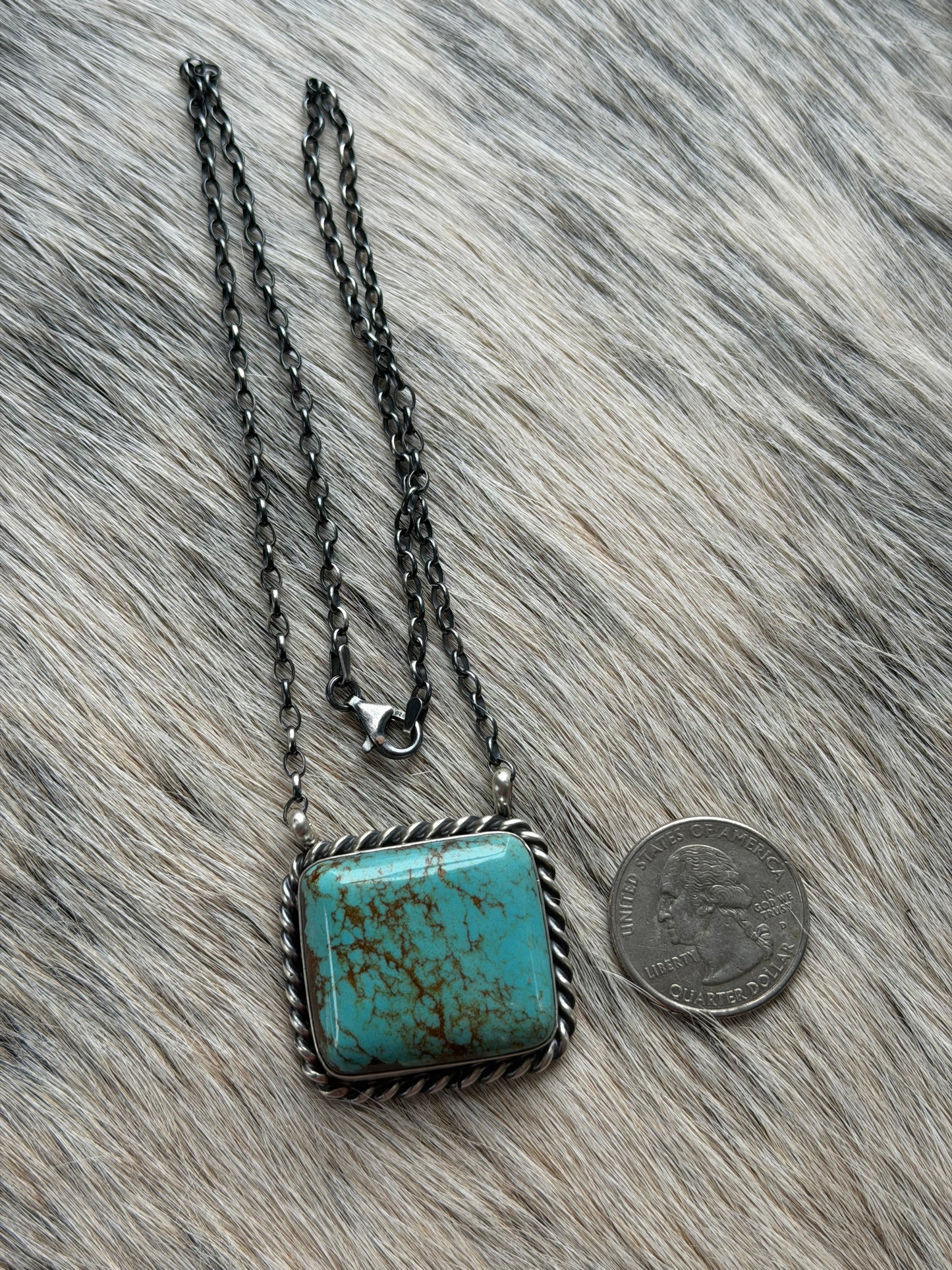 #8 Turquoise Large Bar Necklace