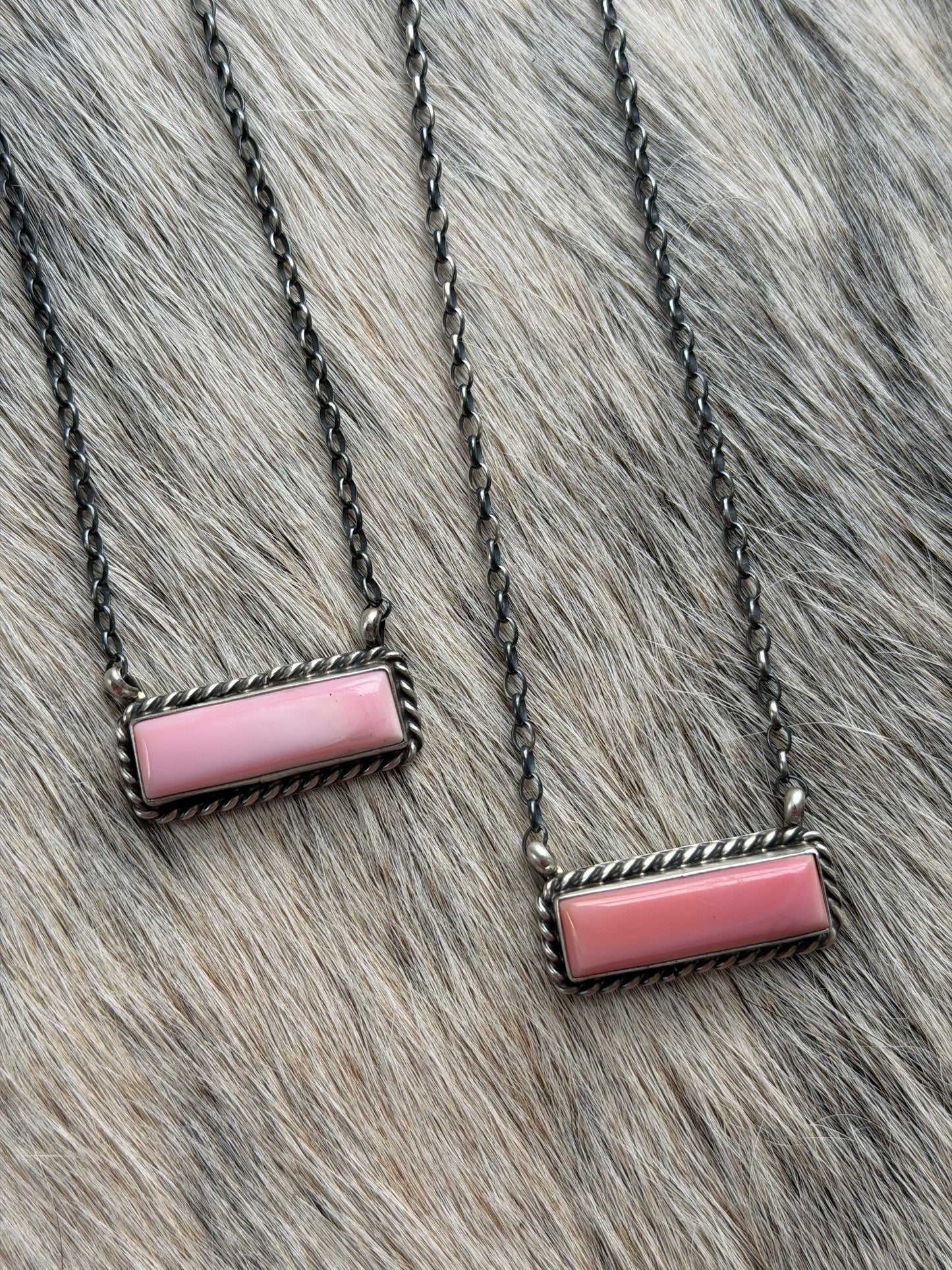 Pink Conch Bar Necklace