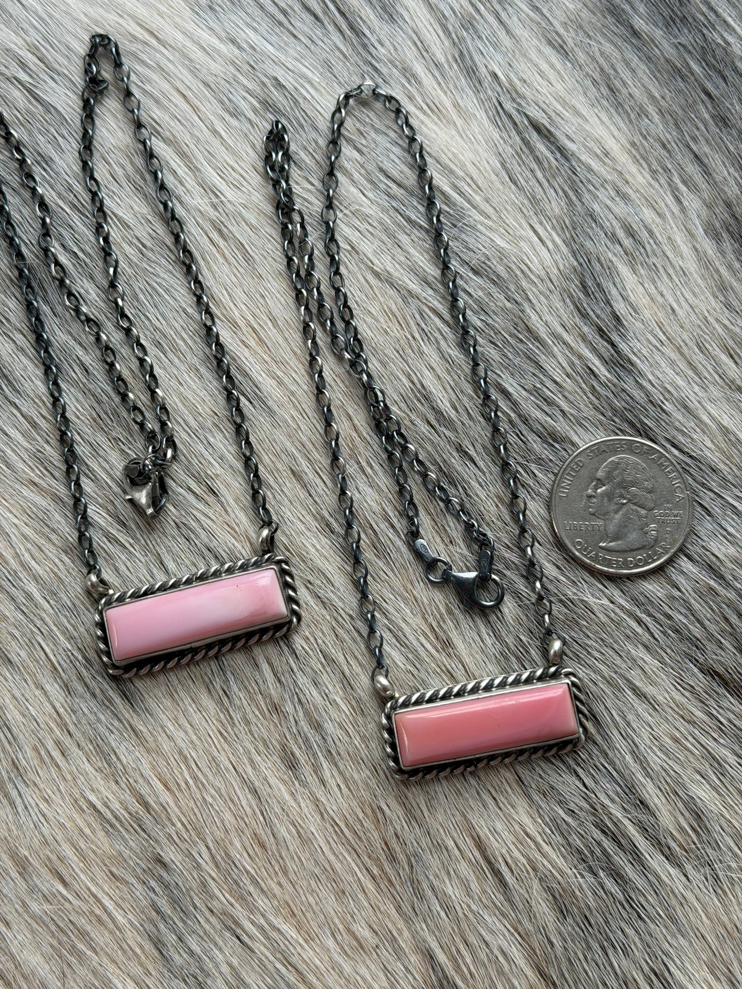 Pink Conch Bar Necklace