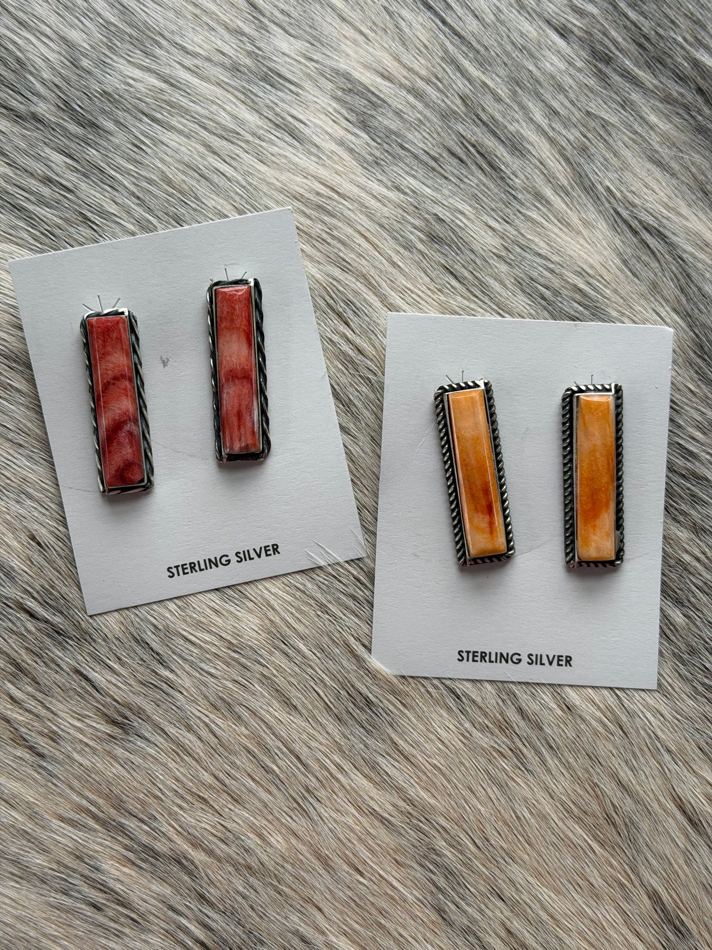 Spiny Oyster Shell Bar Earrings