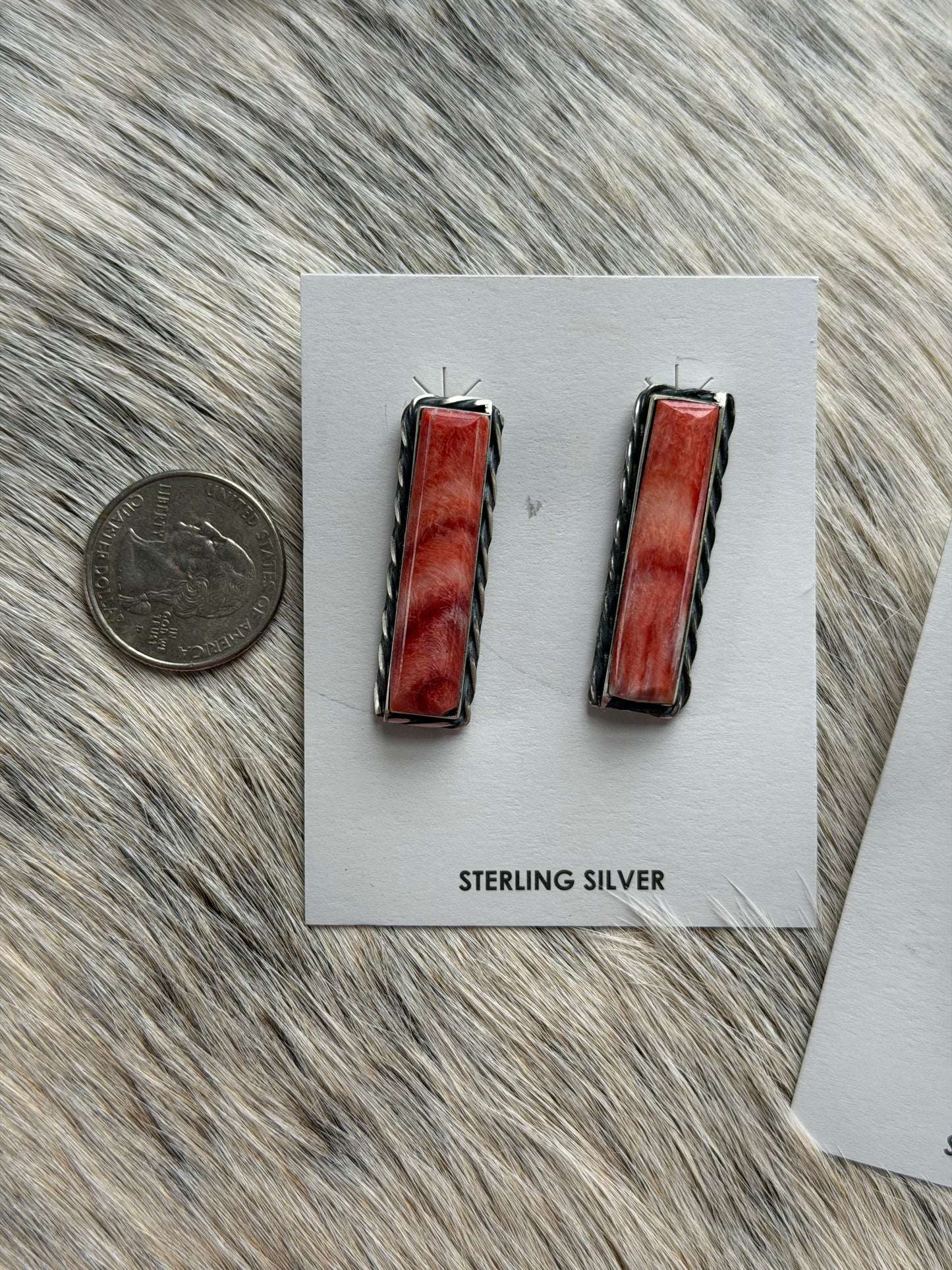Spiny Oyster Shell Bar Earrings
