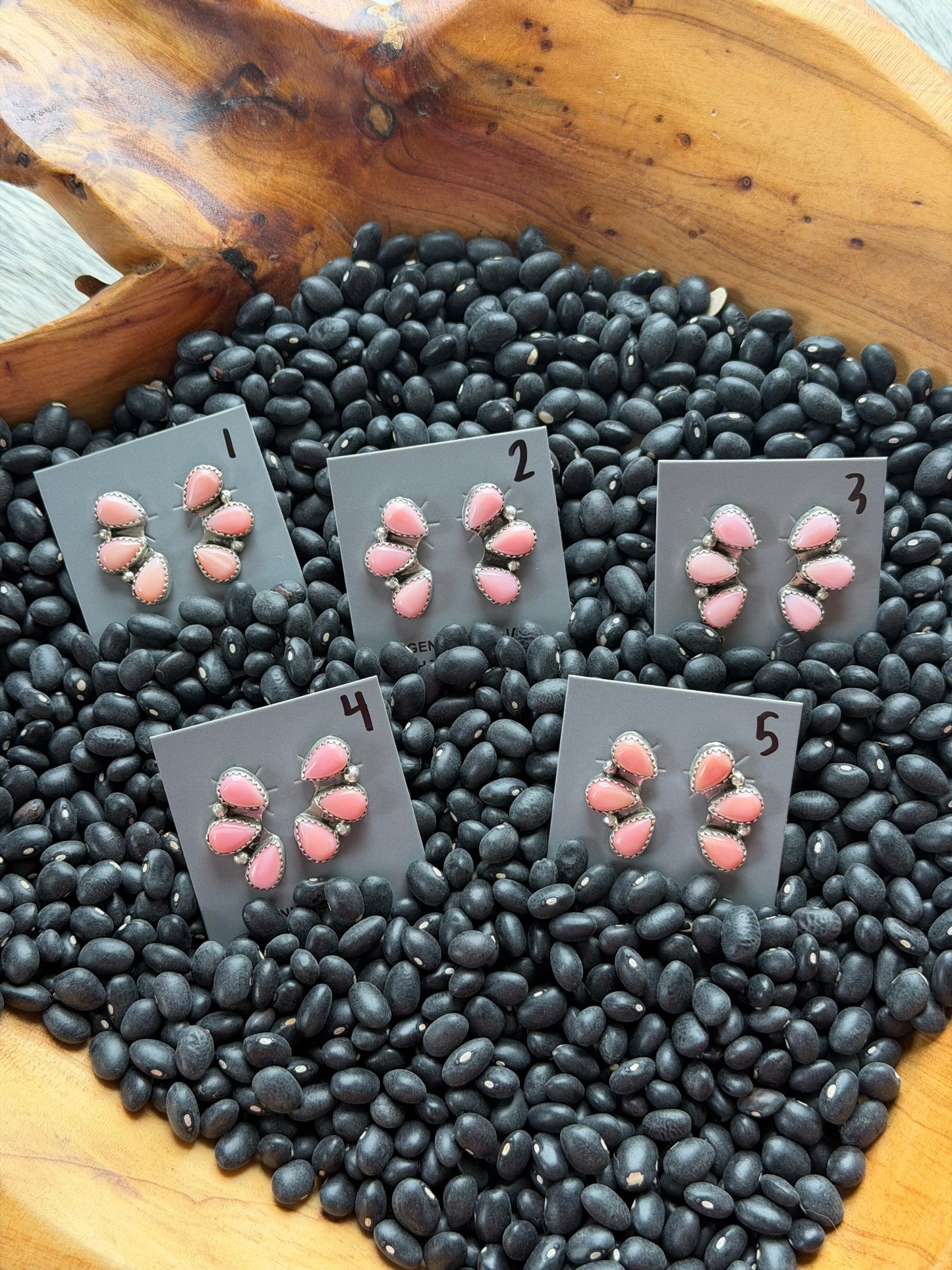 Pink Conch Cluster Earrings