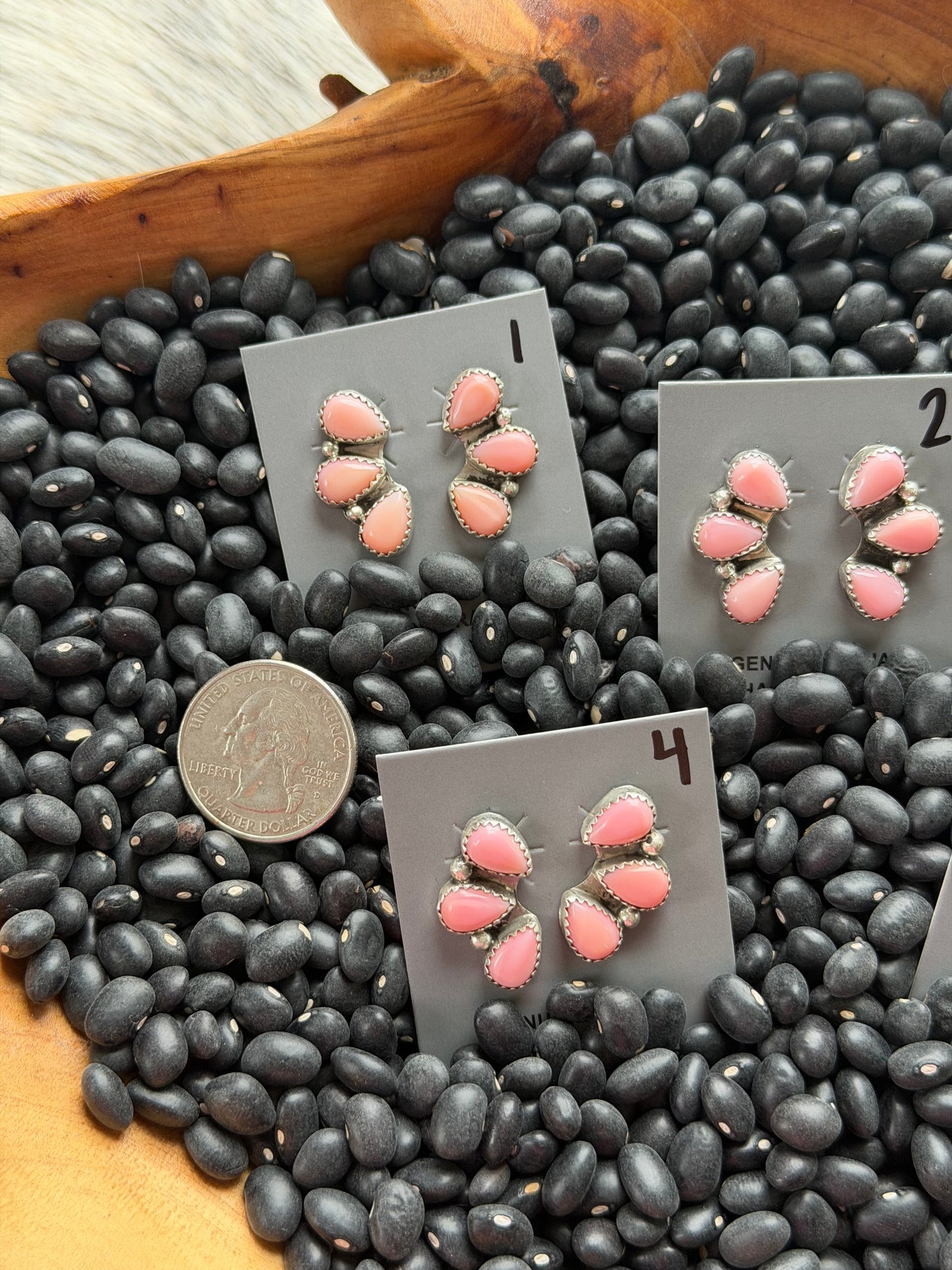 Pink Conch Cluster Earrings