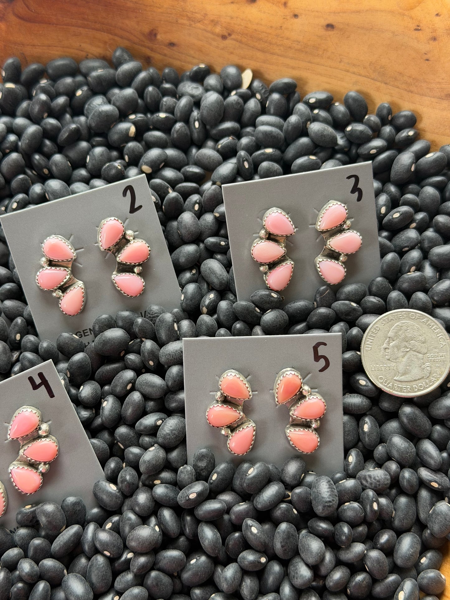 Pink Conch Cluster Earrings