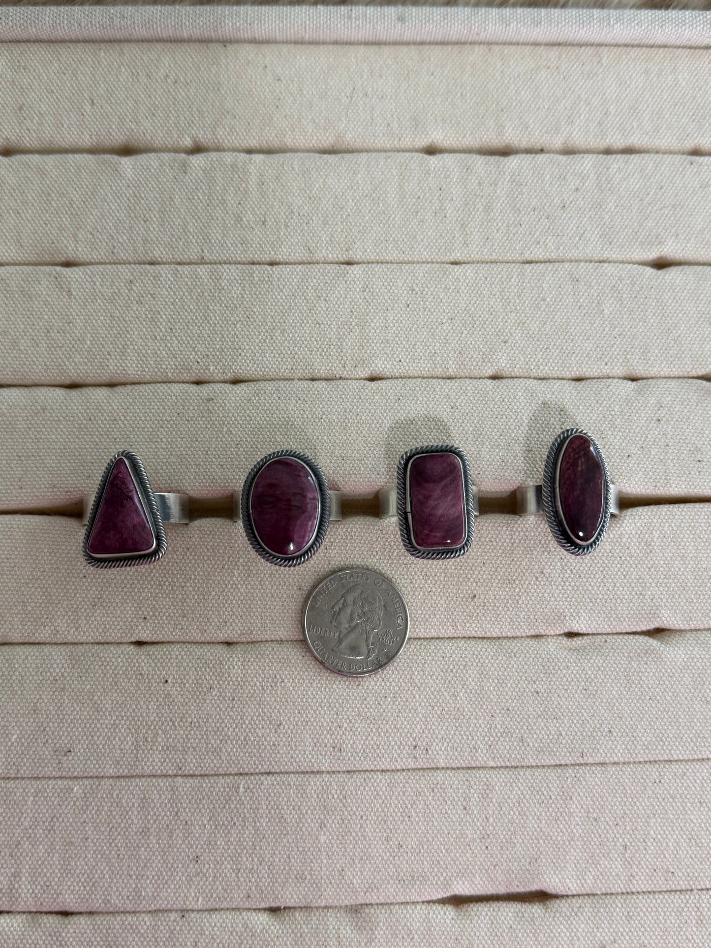 Adjustable Wide Band Purple Spiny Oyster Shell Ring