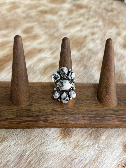 Size 9 White Buffalo Cluster Ring