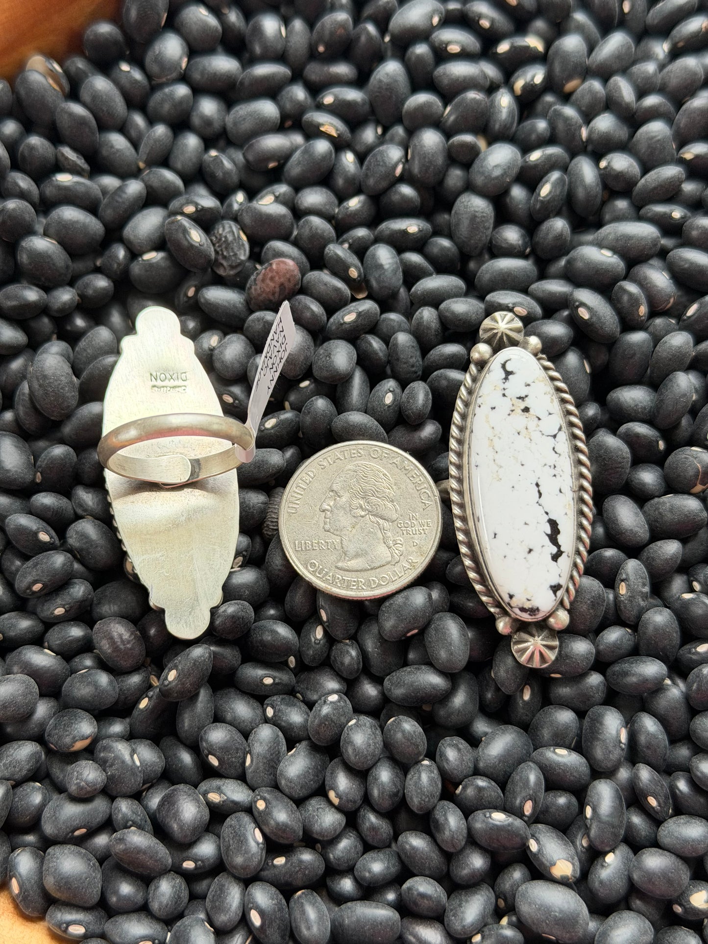 Adjustable Size 7-12 White Buffalo Ring