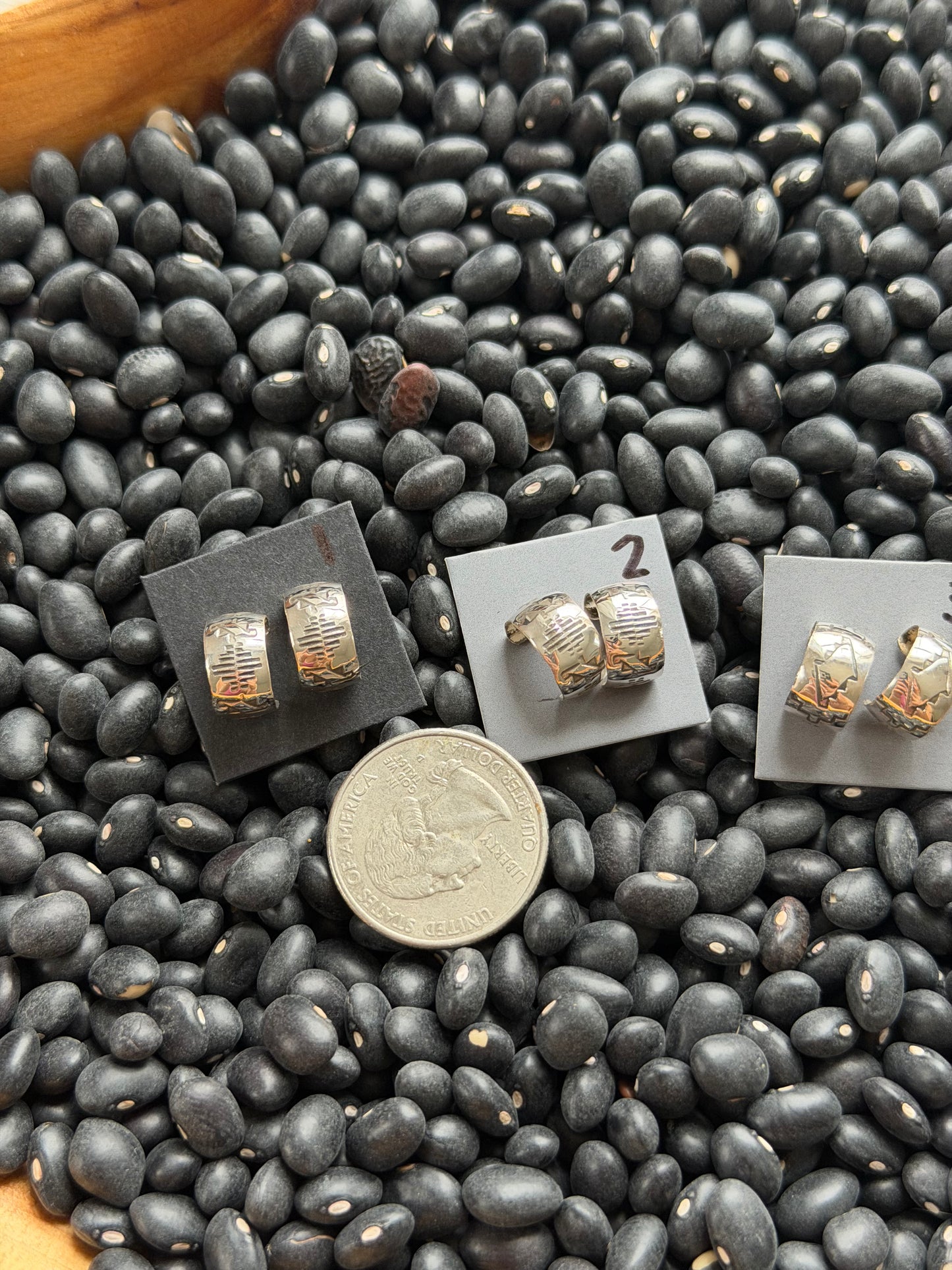 Sterling Silver Stamped Hoop Earrings