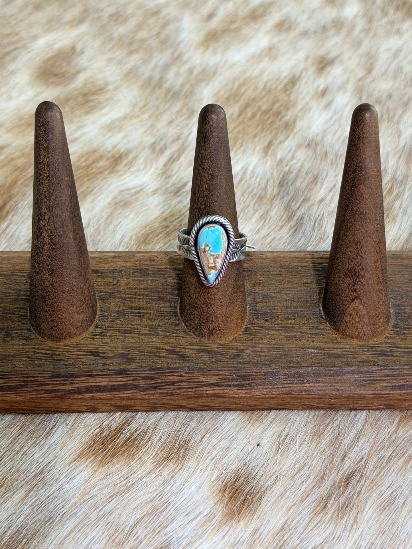 Adjustable Size 8+ Turquoise Wide Band Ring
