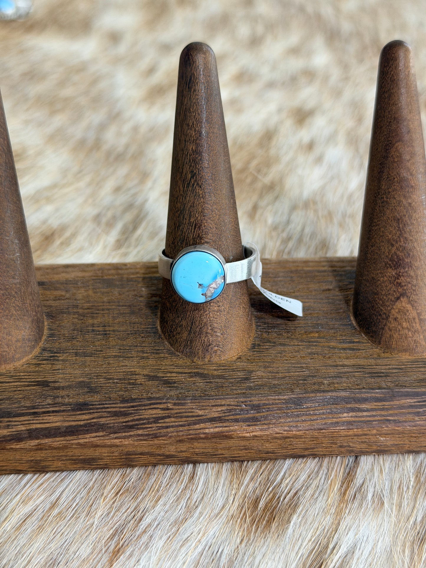 Adjustable Size 8-11 Golden Hills Turquoise Wide Band Ring