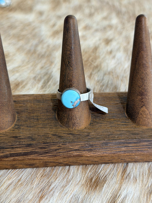 Adjustable Size 8-11 Golden Hills Turquoise Wide Band Ring