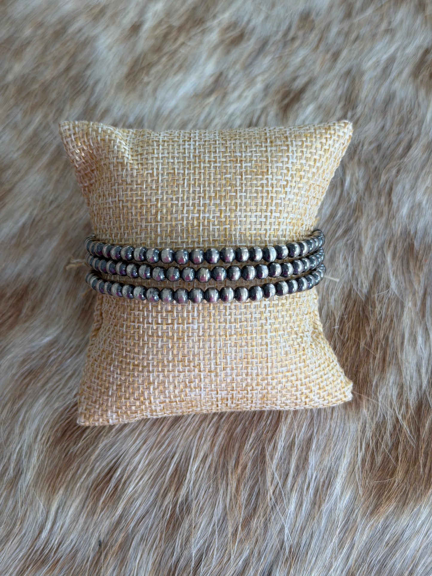 4mm Sterling Pearl Memory Wire Bracelet