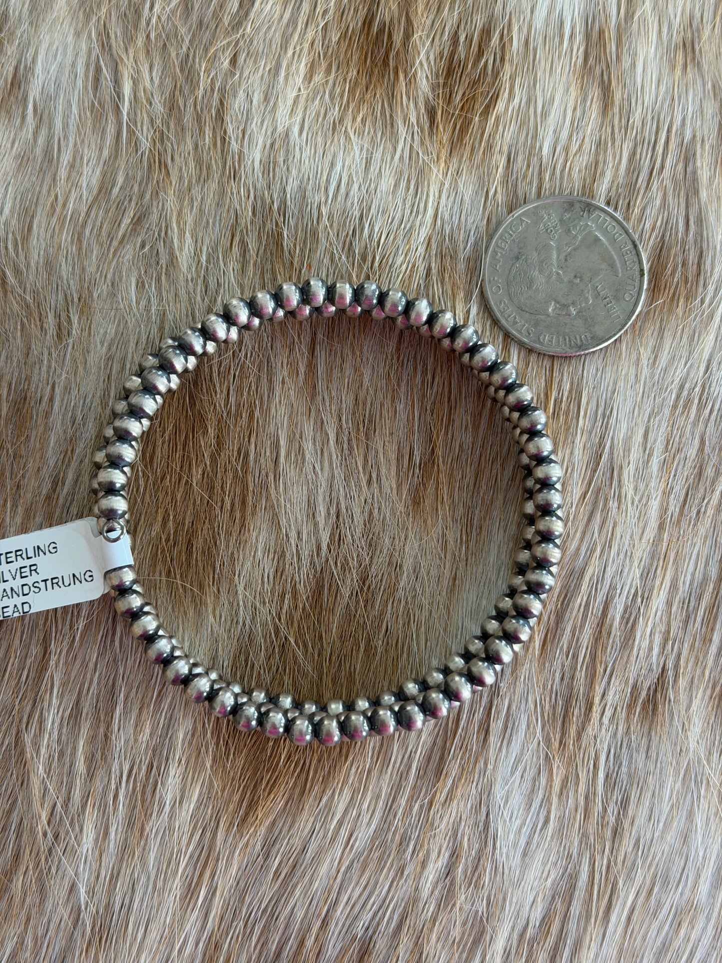 4mm Sterling Pearl Memory Wire Bracelet