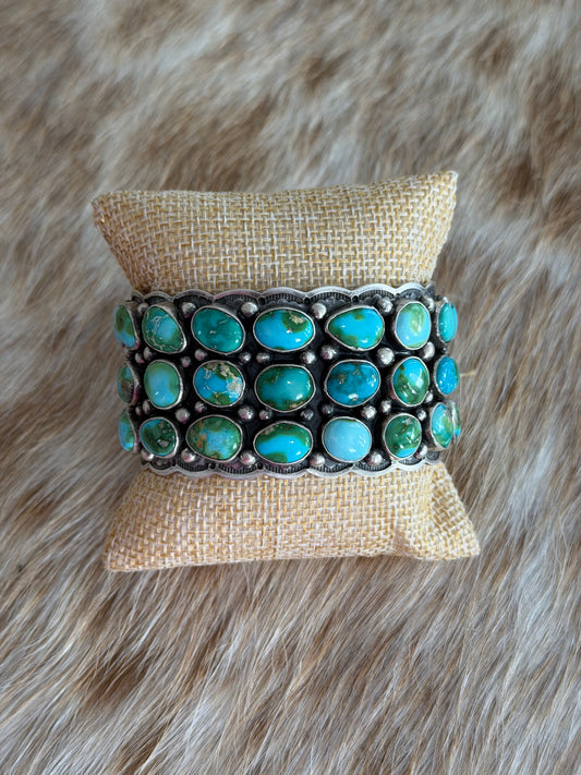 LARGE Sonoran Gold Turquoise Cluster Cuff