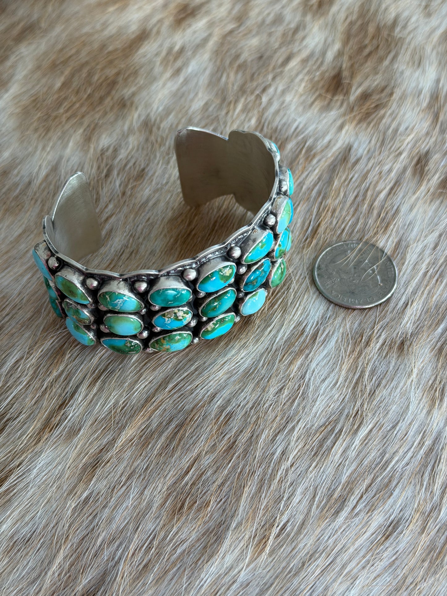 LARGE Sonoran Gold Turquoise Cluster Cuff
