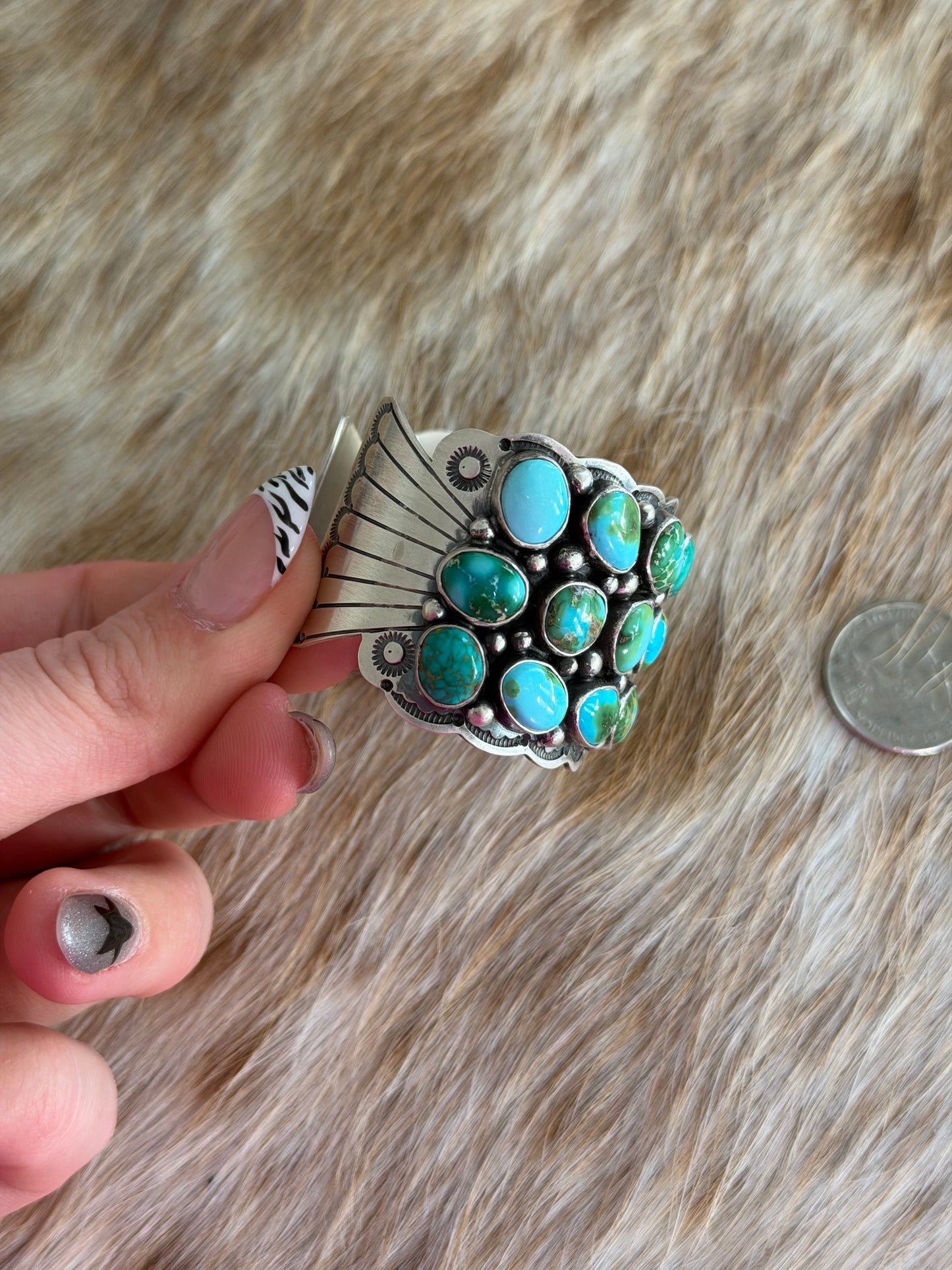 LARGE Sonoran Gold Turquoise Cluster Cuff
